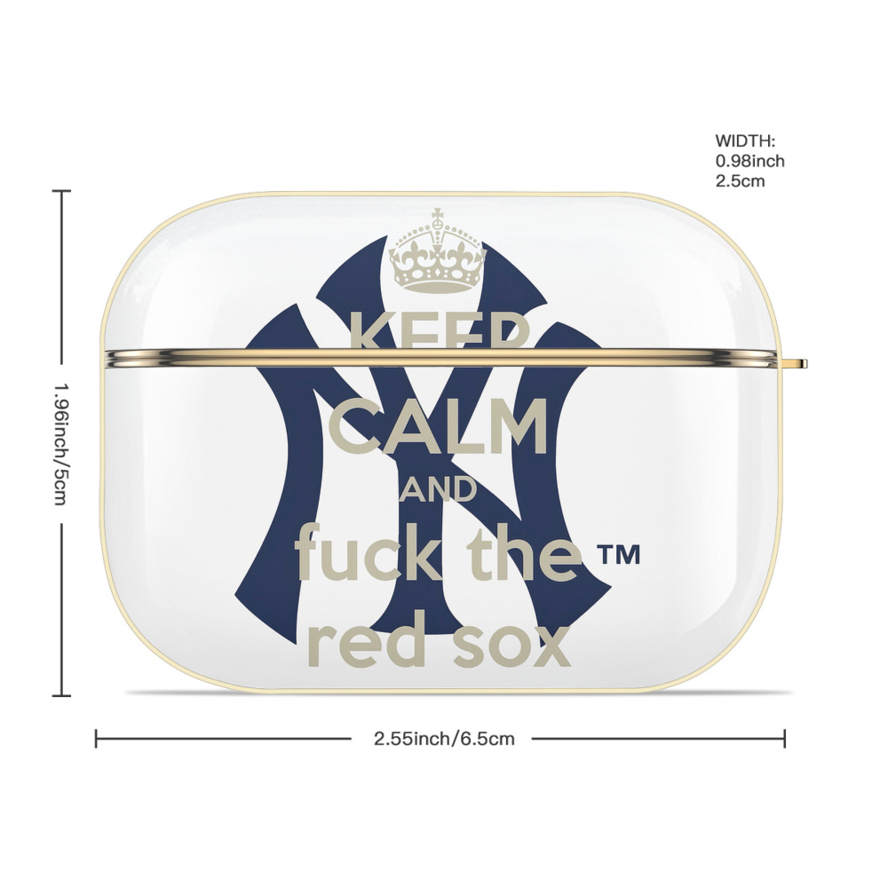 New York Yankees Keep Calm and Fuck The Red Sox Luxury Gold AirPods Pro Case With Keychain, Flexible PC Material, Full Protection, Precise Cutouts, Anti-Fingerprint, Washable, Durable Design