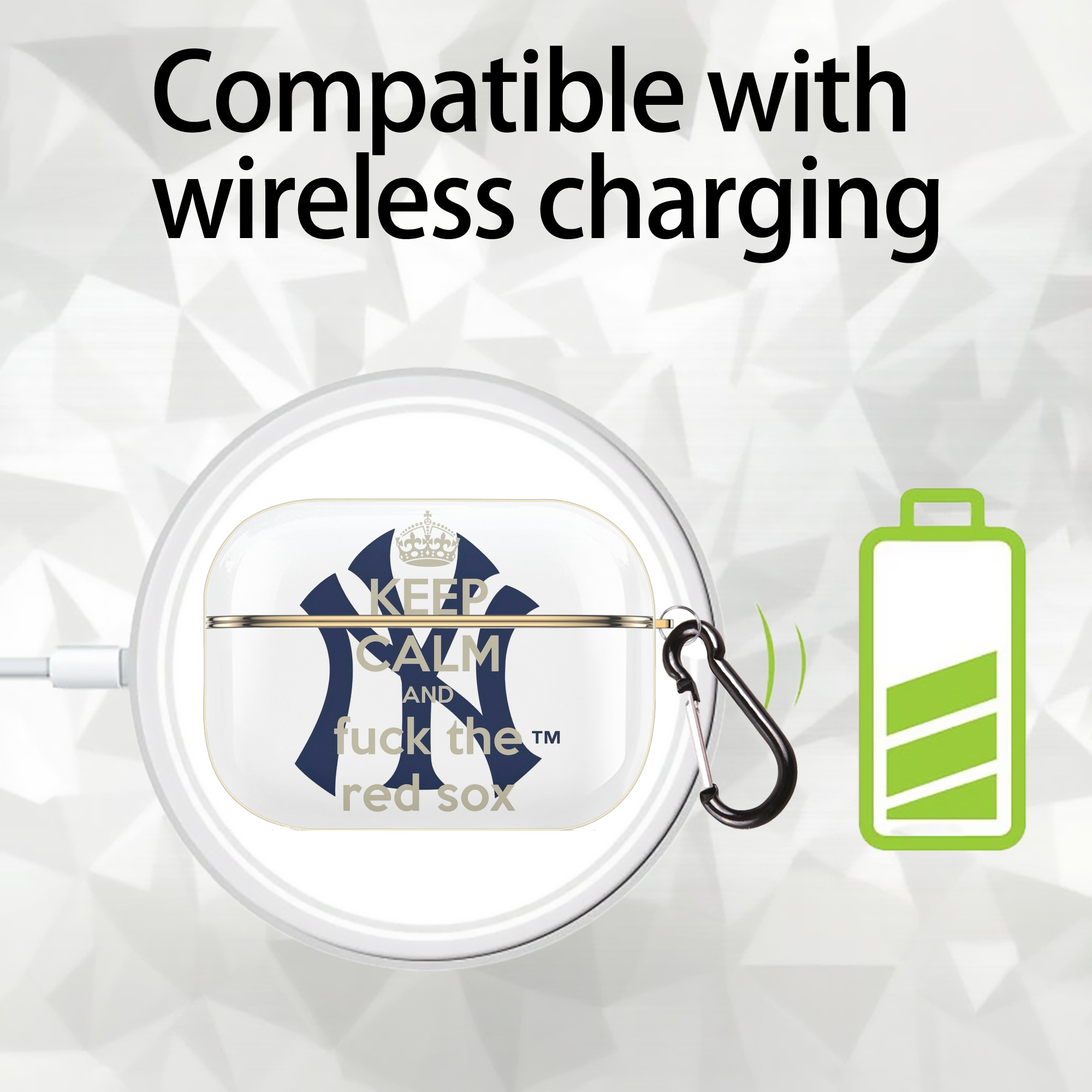 New York Yankees Keep Calm and Fuck The Red Sox Luxury Gold AirPods Pro Case With Keychain, Flexible PC Material, Full Protection, Precise Cutouts, Anti-Fingerprint, Washable, Durable Design