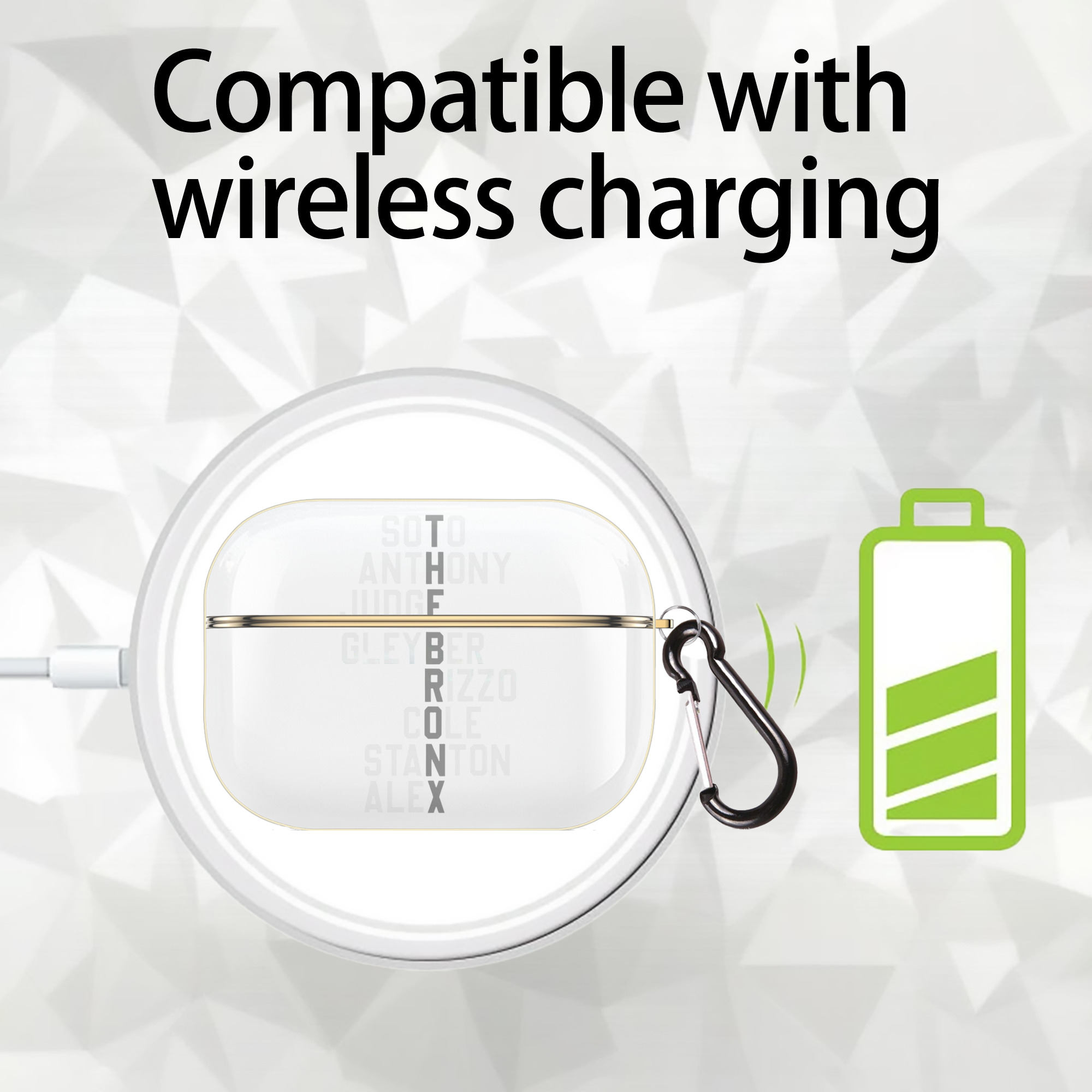 New York Yankees The Bronx Player Name Luxury Gold AirPods Pro Case With Keychain, Flexible PC Material, Full Protection, Precise Cutouts, Anti-Fingerprint, Washable, Durable Design