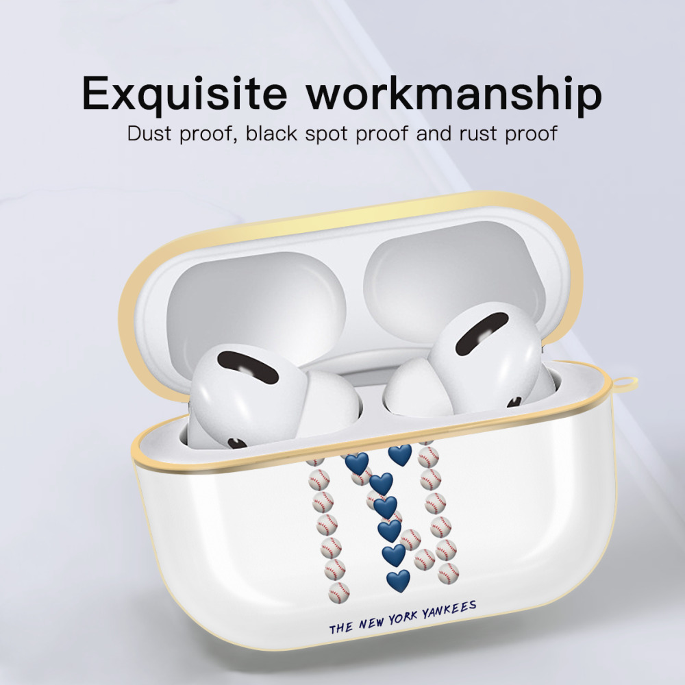 New York Yankees All Rise Love Baseball Luxury Gold AirPods Pro Case With Keychain, Flexible PC Material, Full Protection, Precise Cutouts, Anti-Fingerprint, Washable, Durable Design