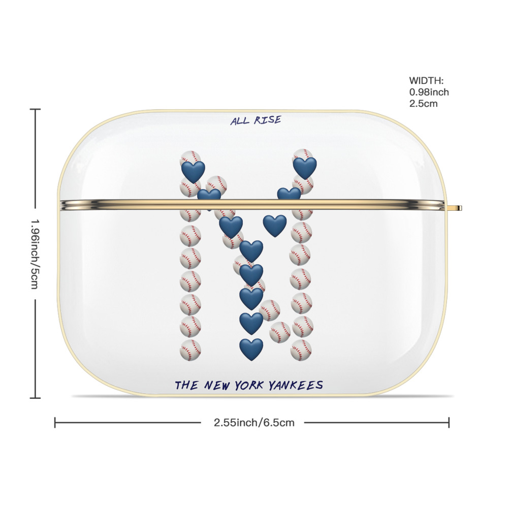 New York Yankees All Rise Love Baseball Luxury Gold AirPods Pro Case With Keychain, Flexible PC Material, Full Protection, Precise Cutouts, Anti-Fingerprint, Washable, Durable Design