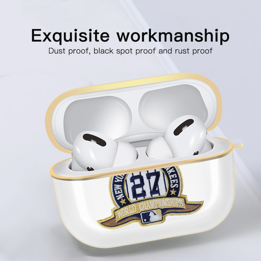 New York Yankees 271 Luxury Gold AirPods Pro Case With Keychain, Flexible PC Material, Full Protection, Precise Cutouts, Anti-Fingerprint, Washable, Durable Design