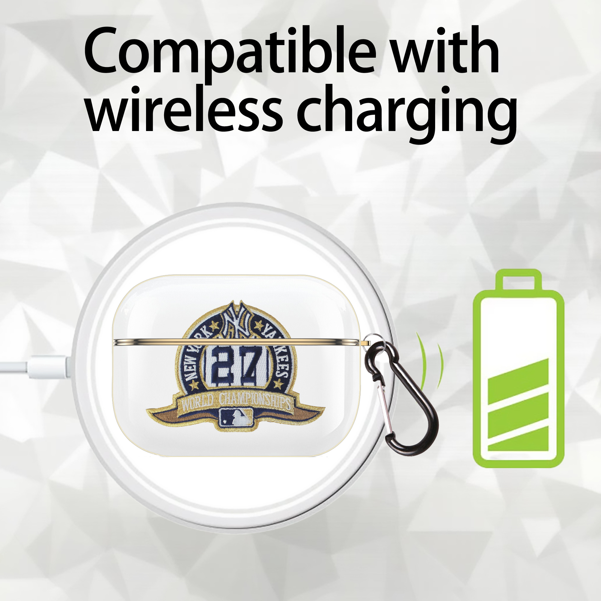 New York Yankees 271 Luxury Gold AirPods Pro Case With Keychain, Flexible PC Material, Full Protection, Precise Cutouts, Anti-Fingerprint, Washable, Durable Design