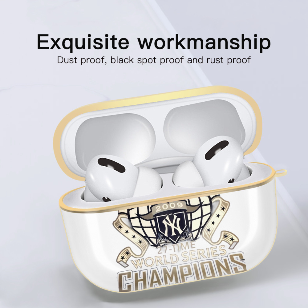 New York Yankees 2009 27th WS Champions Golden Luxury Gold AirPods Pro Case With Keychain, Flexible PC Material, Full Protection, Precise Cutouts, Anti-Fingerprint, Washable, Durable Design