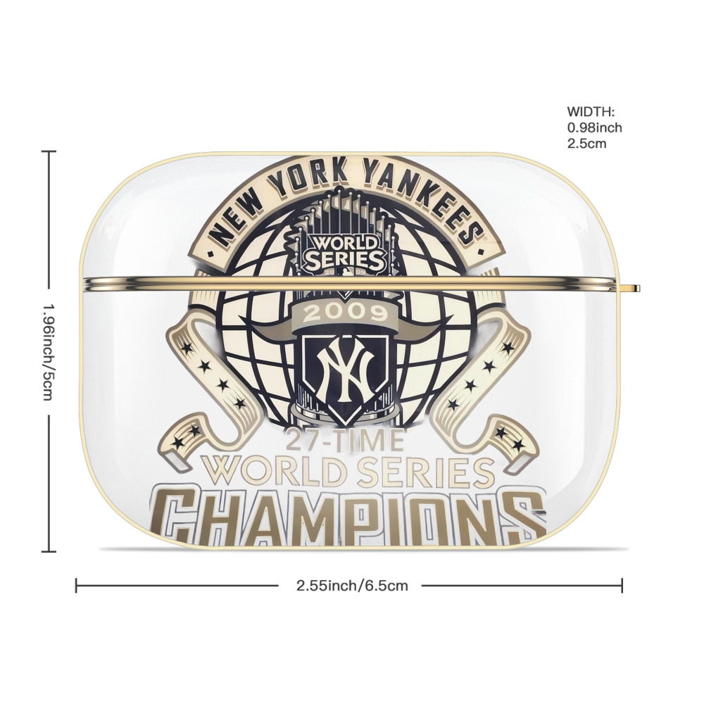 New York Yankees 2009 27th WS Champions Golden Luxury Gold AirPods Pro Case With Keychain, Flexible PC Material, Full Protection, Precise Cutouts, Anti-Fingerprint, Washable, Durable Design