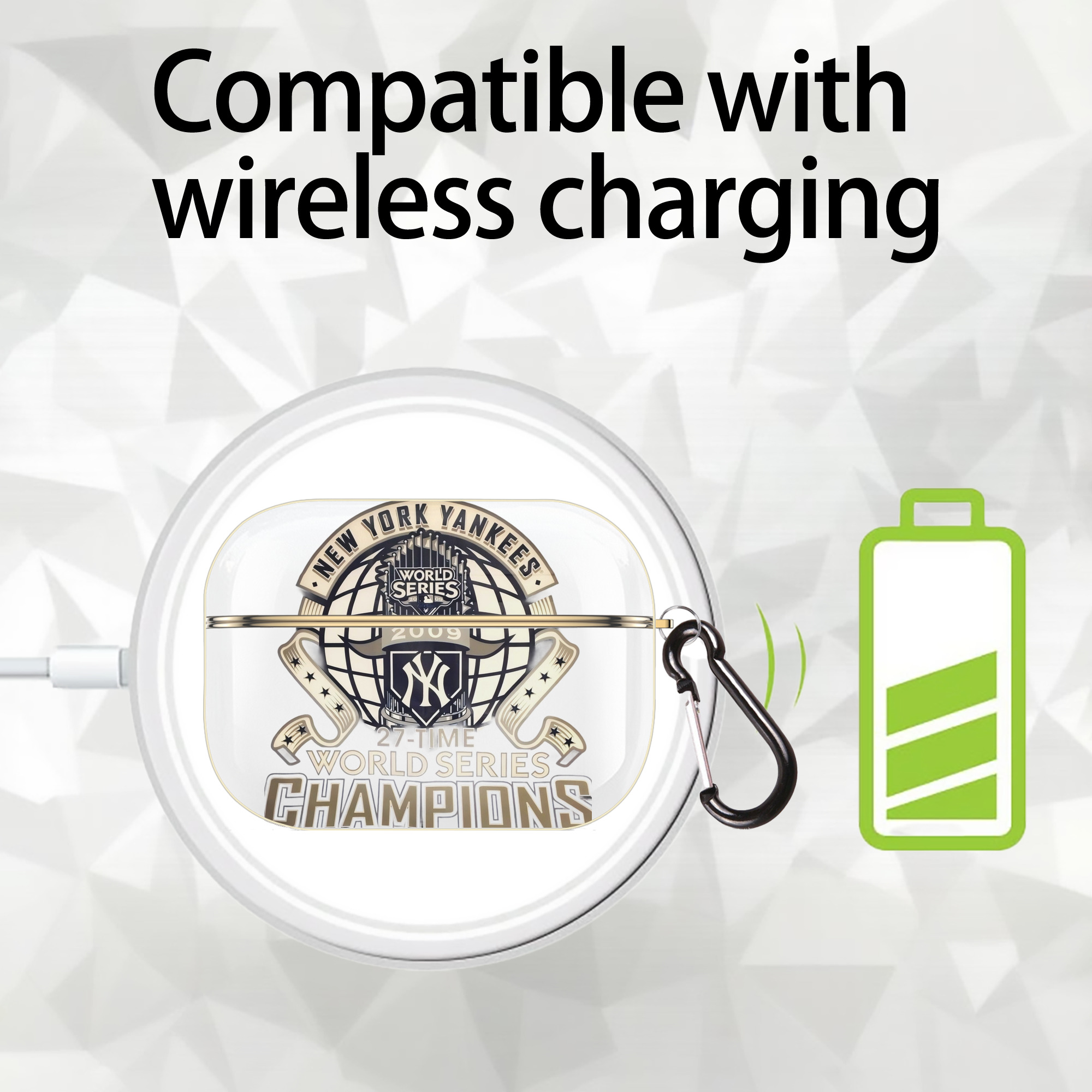 New York Yankees 2009 27th WS Champions Golden Luxury Gold AirPods Pro Case With Keychain, Flexible PC Material, Full Protection, Precise Cutouts, Anti-Fingerprint, Washable, Durable Design