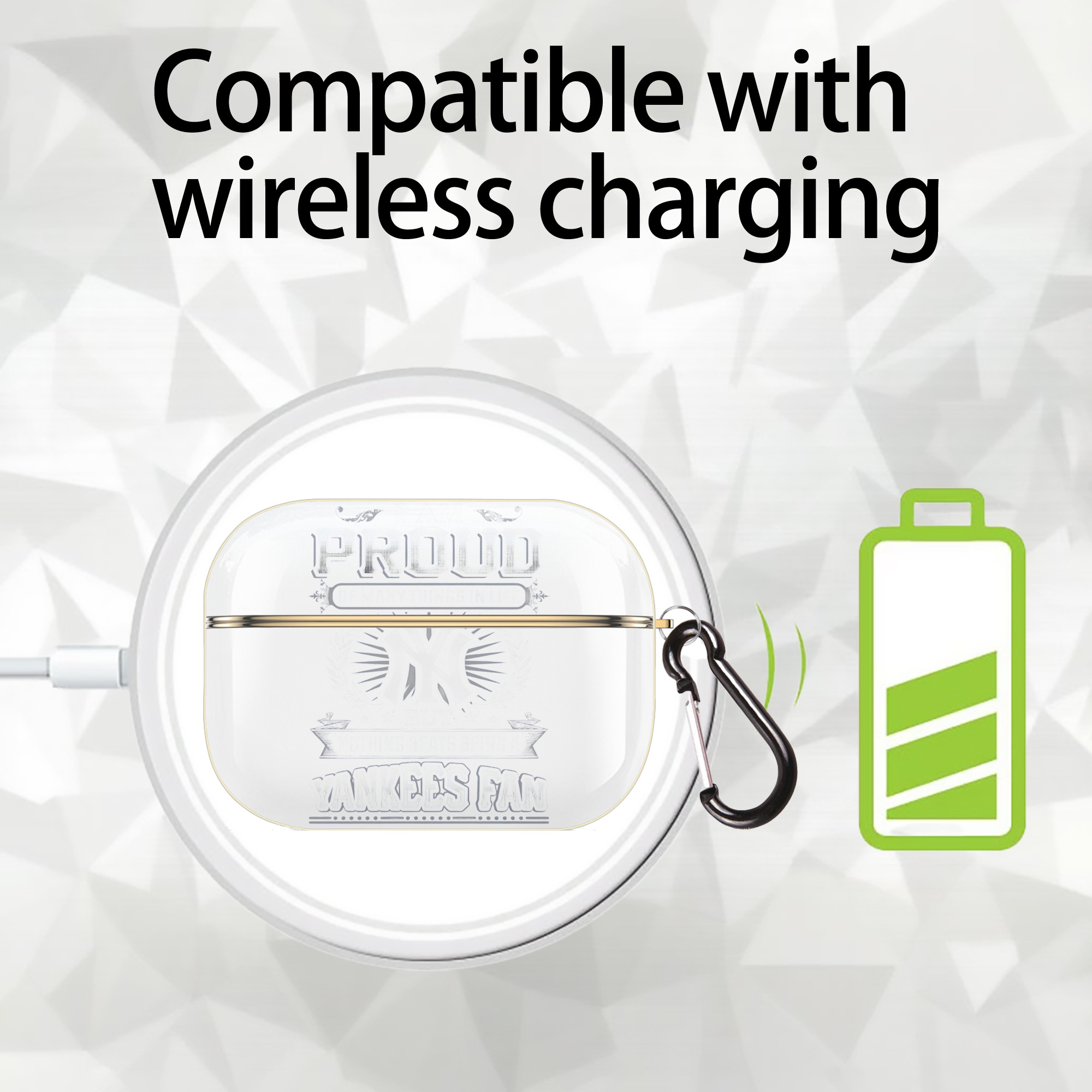 New York Yankees 275 Luxury Gold AirPods Pro Case With Keychain, Flexible PC Material, Full Protection, Precise Cutouts, Anti-Fingerprint, Washable, Durable Design