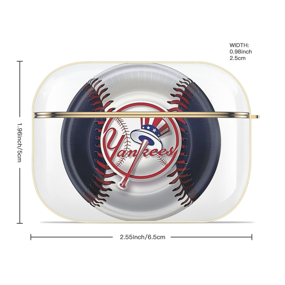New York Yankees 81 Luxury Gold AirPods Pro Case With Keychain, Flexible PC Material, Full Protection, Precise Cutouts, Anti-Fingerprint, Washable, Durable Design