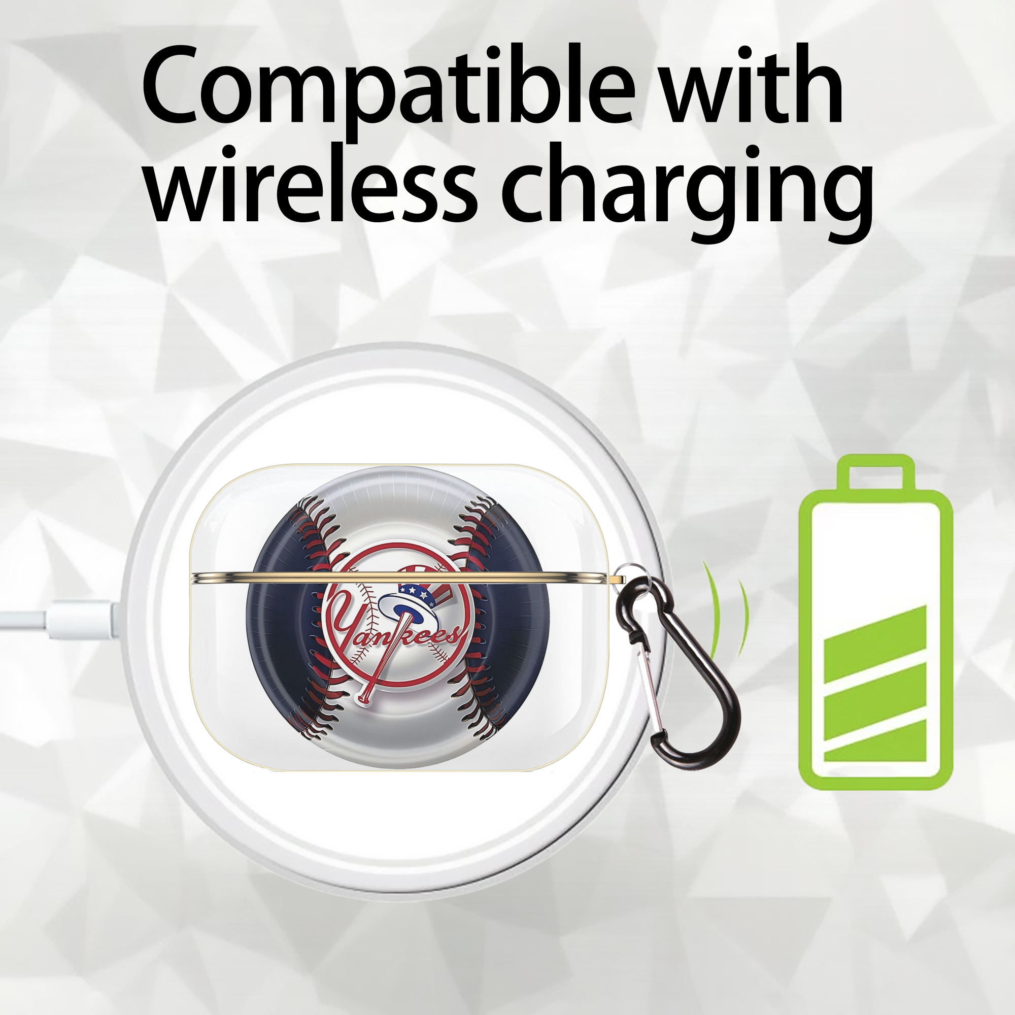 New York Yankees 81 Luxury Gold AirPods Pro Case With Keychain, Flexible PC Material, Full Protection, Precise Cutouts, Anti-Fingerprint, Washable, Durable Design