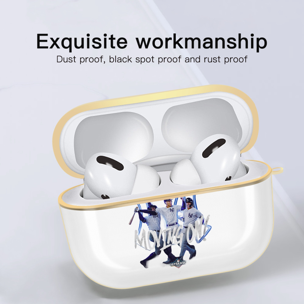 New York Yankees 280 Luxury Gold AirPods Pro Case With Keychain, Flexible PC Material, Full Protection, Precise Cutouts, Anti-Fingerprint, Washable, Durable Design