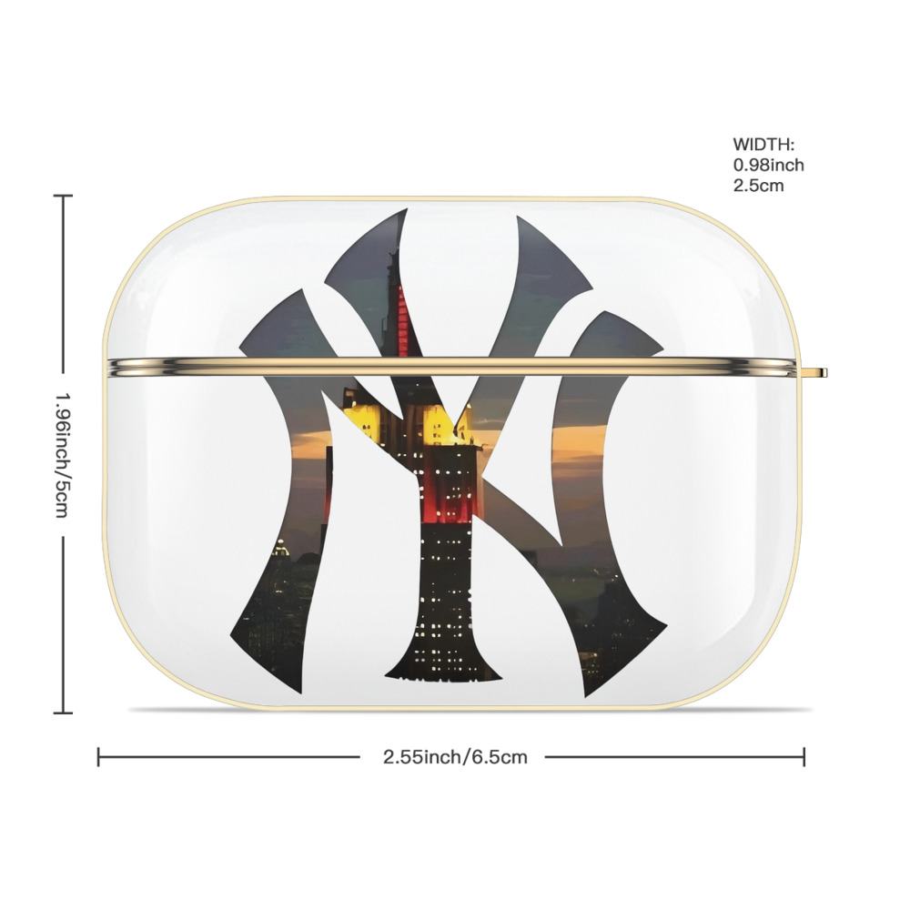 New York Yankees Logo New York Background Luxury Gold AirPods Pro Case With Keychain, Flexible PC Material, Full Protection, Precise Cutouts, Anti-Fingerprint, Washable, Durable Design