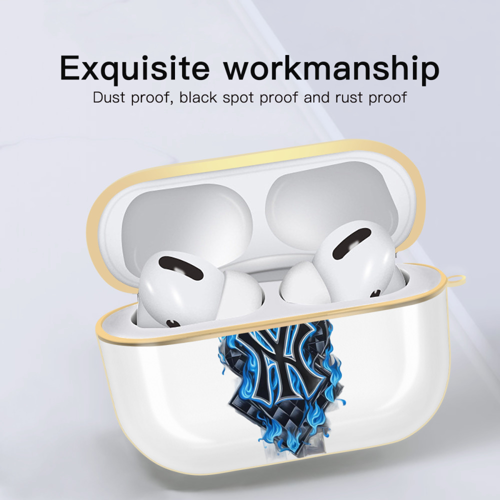 New York Yankees 285 Luxury Gold AirPods Pro Case With Keychain, Flexible PC Material, Full Protection, Precise Cutouts, Anti-Fingerprint, Washable, Durable Design