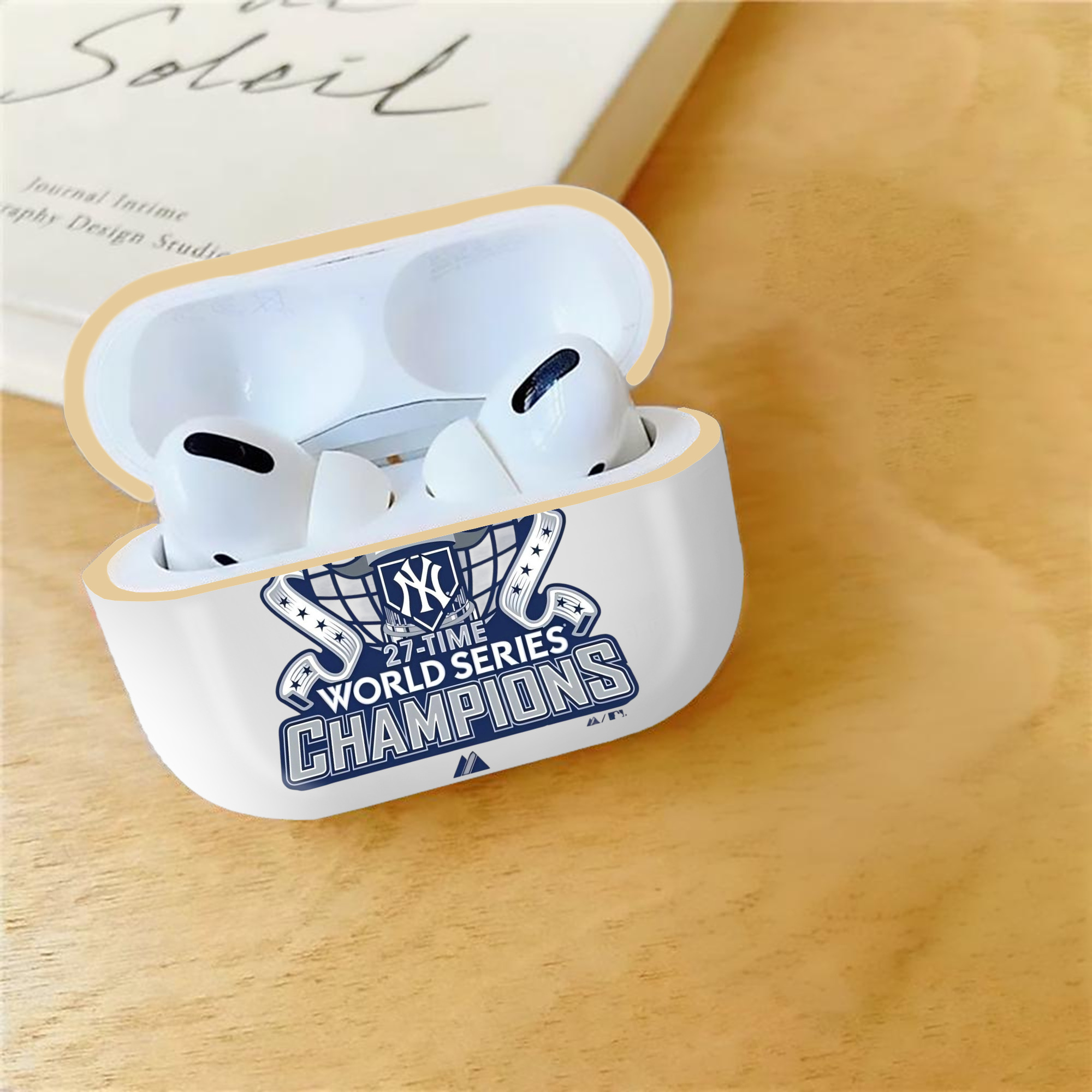New York Yankees 2009 27th WS Champions Blue Luxury Gold AirPods Pro Case With Keychain, Flexible PC Material, Full Protection, Precise Cutouts, Anti-Fingerprint, Washable, Durable Design