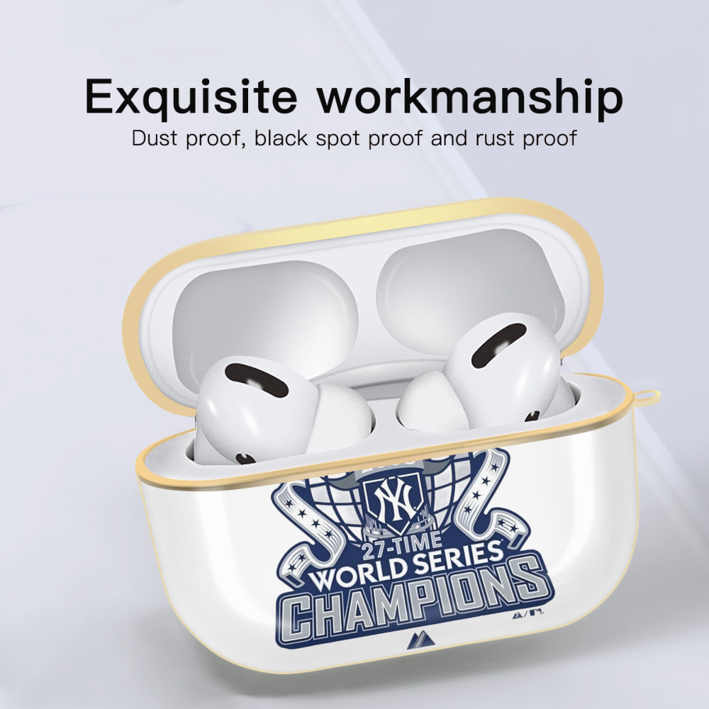 New York Yankees 2009 27th WS Champions Blue Luxury Gold AirPods Pro Case With Keychain, Flexible PC Material, Full Protection, Precise Cutouts, Anti-Fingerprint, Washable, Durable Design