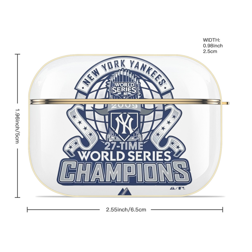 New York Yankees 2009 27th WS Champions Blue Luxury Gold AirPods Pro Case With Keychain, Flexible PC Material, Full Protection, Precise Cutouts, Anti-Fingerprint, Washable, Durable Design