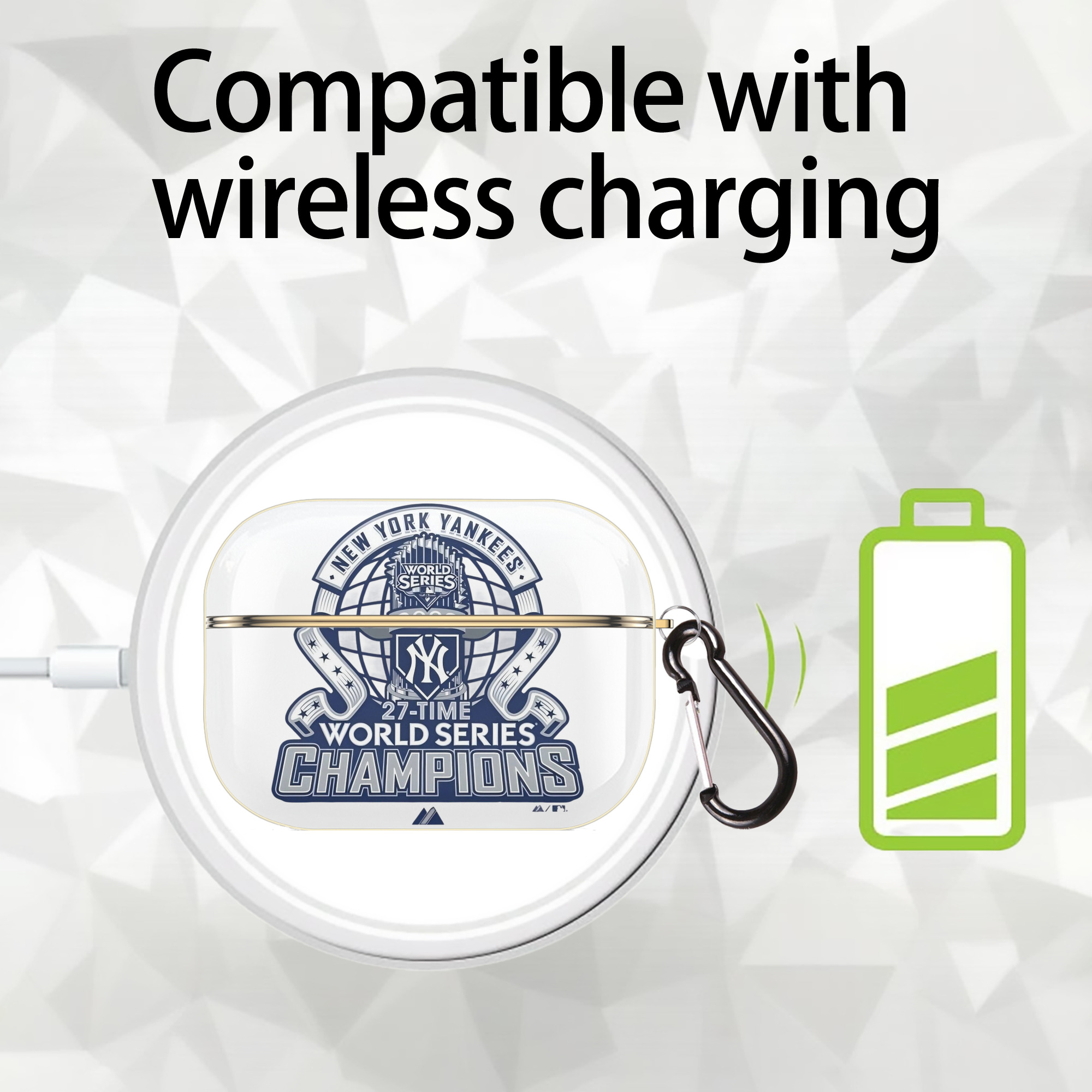 New York Yankees 2009 27th WS Champions Blue Luxury Gold AirPods Pro Case With Keychain, Flexible PC Material, Full Protection, Precise Cutouts, Anti-Fingerprint, Washable, Durable Design