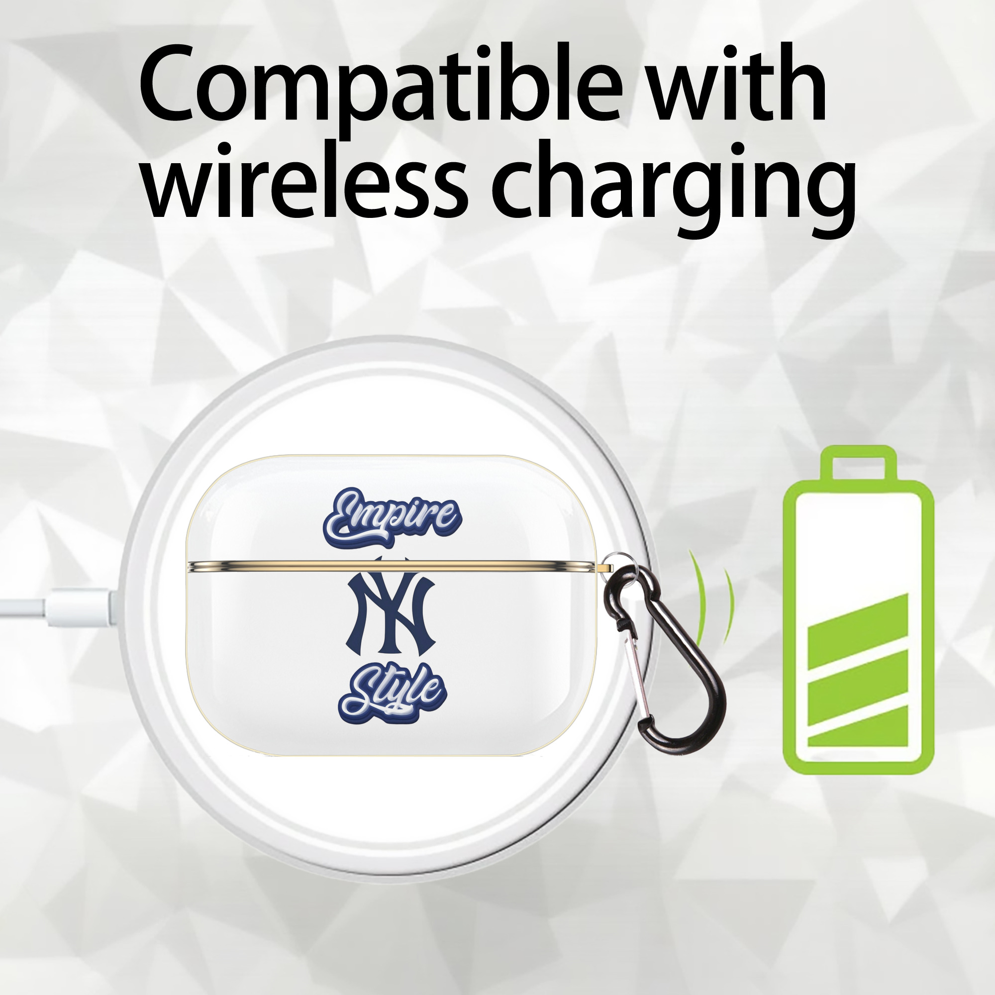 New York Yankees Empire Yankees Style Luxury Gold AirPods Pro Case With Keychain, Flexible PC Material, Full Protection, Precise Cutouts, Anti-Fingerprint, Washable, Durable Design