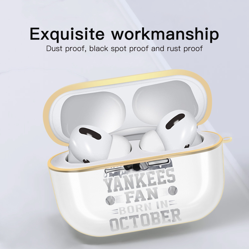New York Yankees Never Underestimate A Yankees Fan Born in October Luxury Gold AirPods Pro Case With Keychain, Flexible PC Material, Full Protection, Precise Cutouts, Anti-Fingerprint, Washable, Durable Design