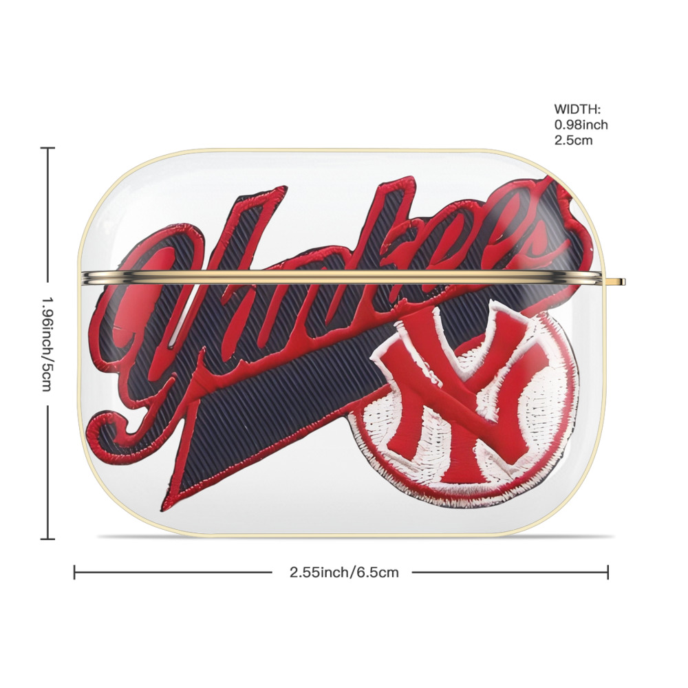 New York Yankees 77 Luxury Gold AirPods Pro Case With Keychain, Flexible PC Material, Full Protection, Precise Cutouts, Anti-Fingerprint, Washable, Durable Design