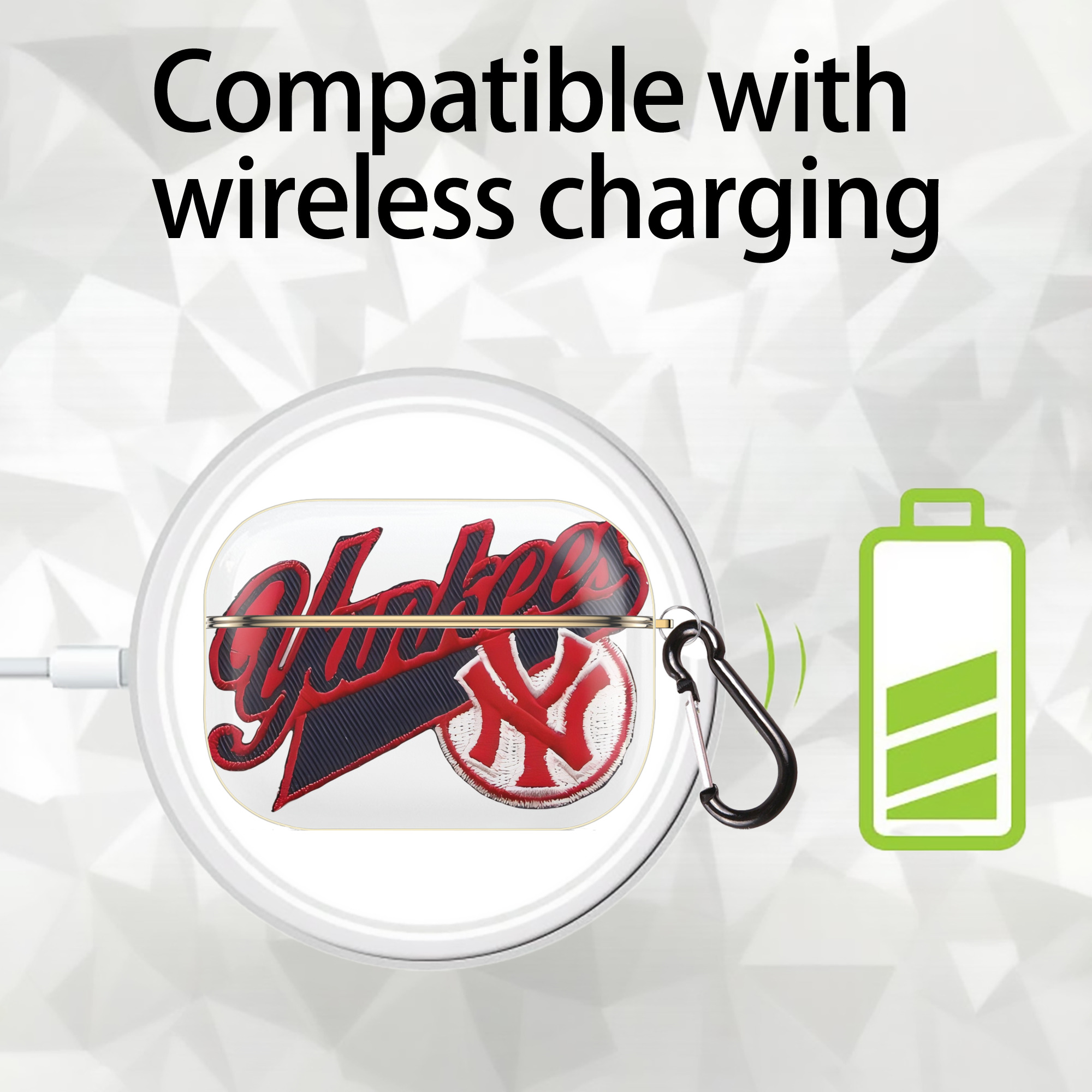 New York Yankees 77 Luxury Gold AirPods Pro Case With Keychain, Flexible PC Material, Full Protection, Precise Cutouts, Anti-Fingerprint, Washable, Durable Design