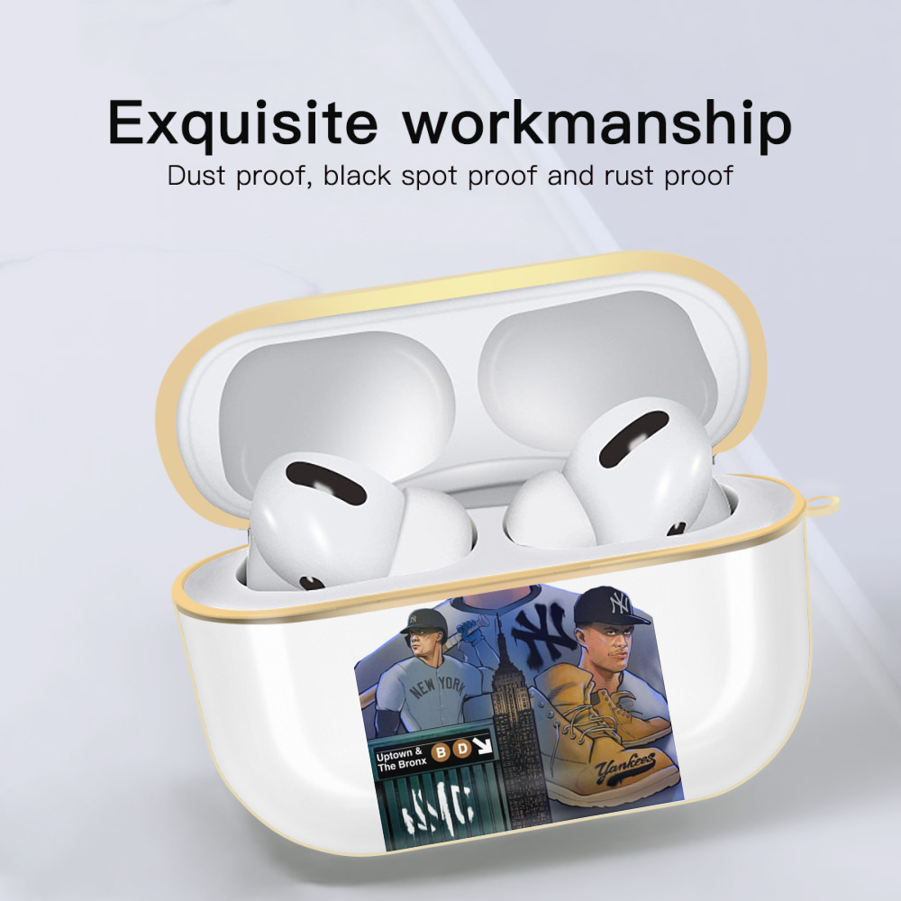 New York Yankees 273 Luxury Gold AirPods Pro Case With Keychain, Flexible PC Material, Full Protection, Precise Cutouts, Anti-Fingerprint, Washable, Durable Design