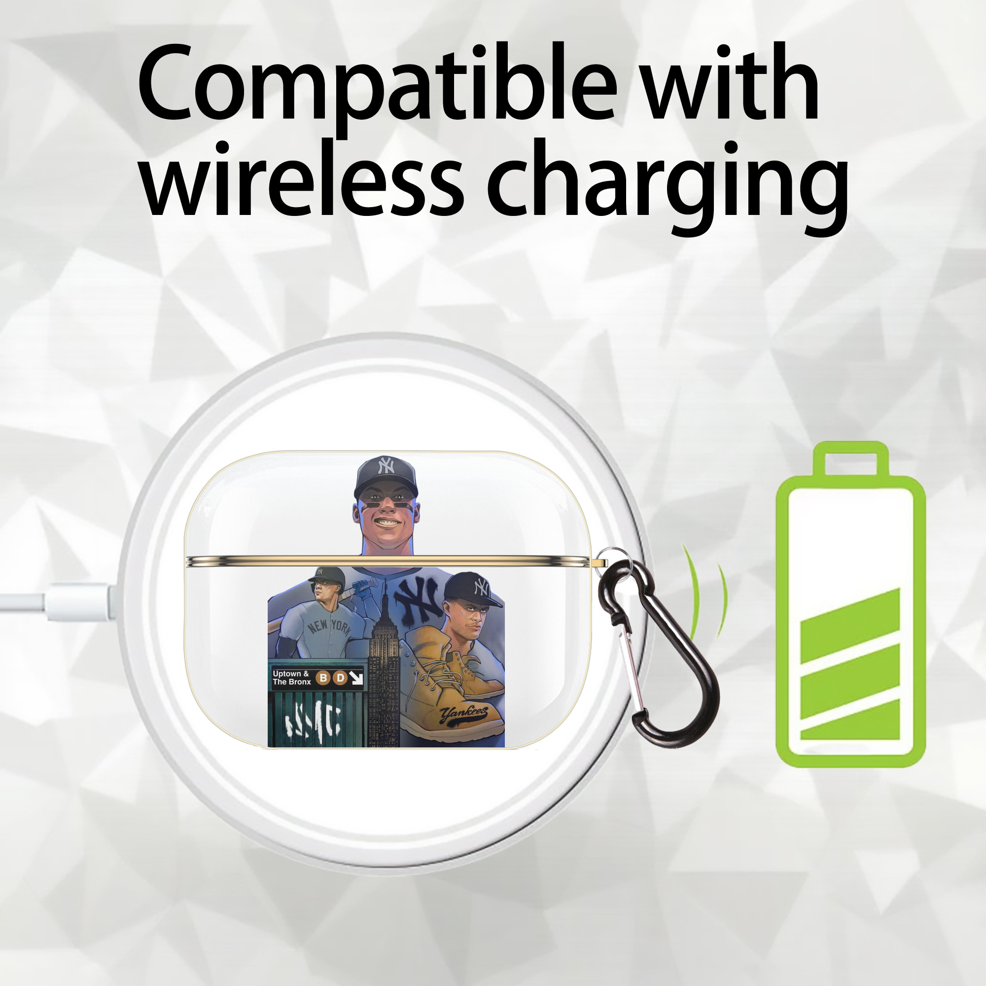 New York Yankees 273 Luxury Gold AirPods Pro Case With Keychain, Flexible PC Material, Full Protection, Precise Cutouts, Anti-Fingerprint, Washable, Durable Design