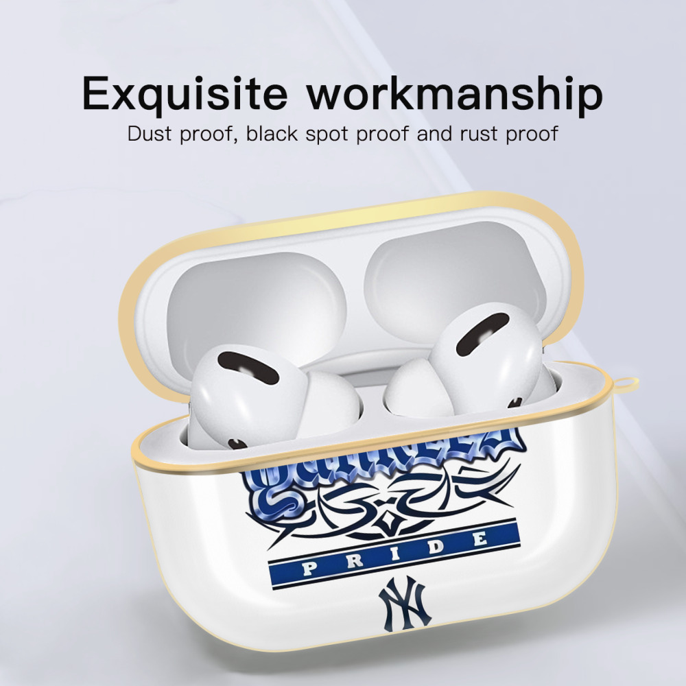 New York Yankees 278 Luxury Gold AirPods Pro Case With Keychain, Flexible PC Material, Full Protection, Precise Cutouts, Anti-Fingerprint, Washable, Durable Design