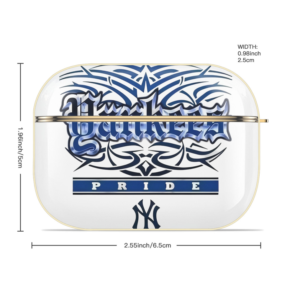 New York Yankees 278 Luxury Gold AirPods Pro Case With Keychain, Flexible PC Material, Full Protection, Precise Cutouts, Anti-Fingerprint, Washable, Durable Design