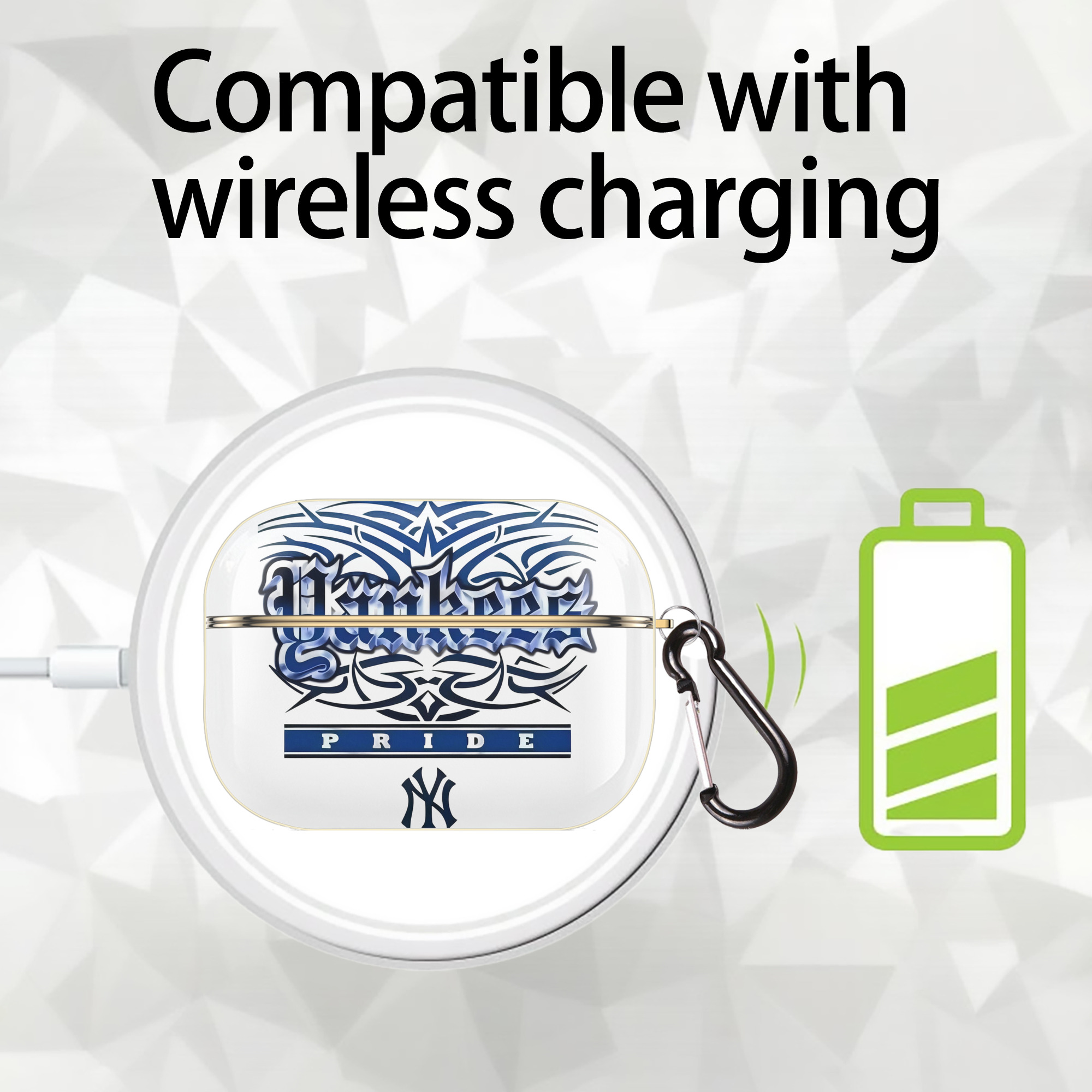 New York Yankees 278 Luxury Gold AirPods Pro Case With Keychain, Flexible PC Material, Full Protection, Precise Cutouts, Anti-Fingerprint, Washable, Durable Design