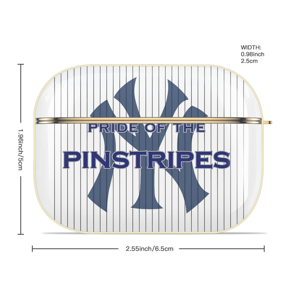 New York Yankees Pride of The Pinstripes Luxury Gold AirPods Pro Case With Keychain, Flexible PC Material, Full Protection, Precise Cutouts, Anti-Fingerprint, Washable, Durable Design