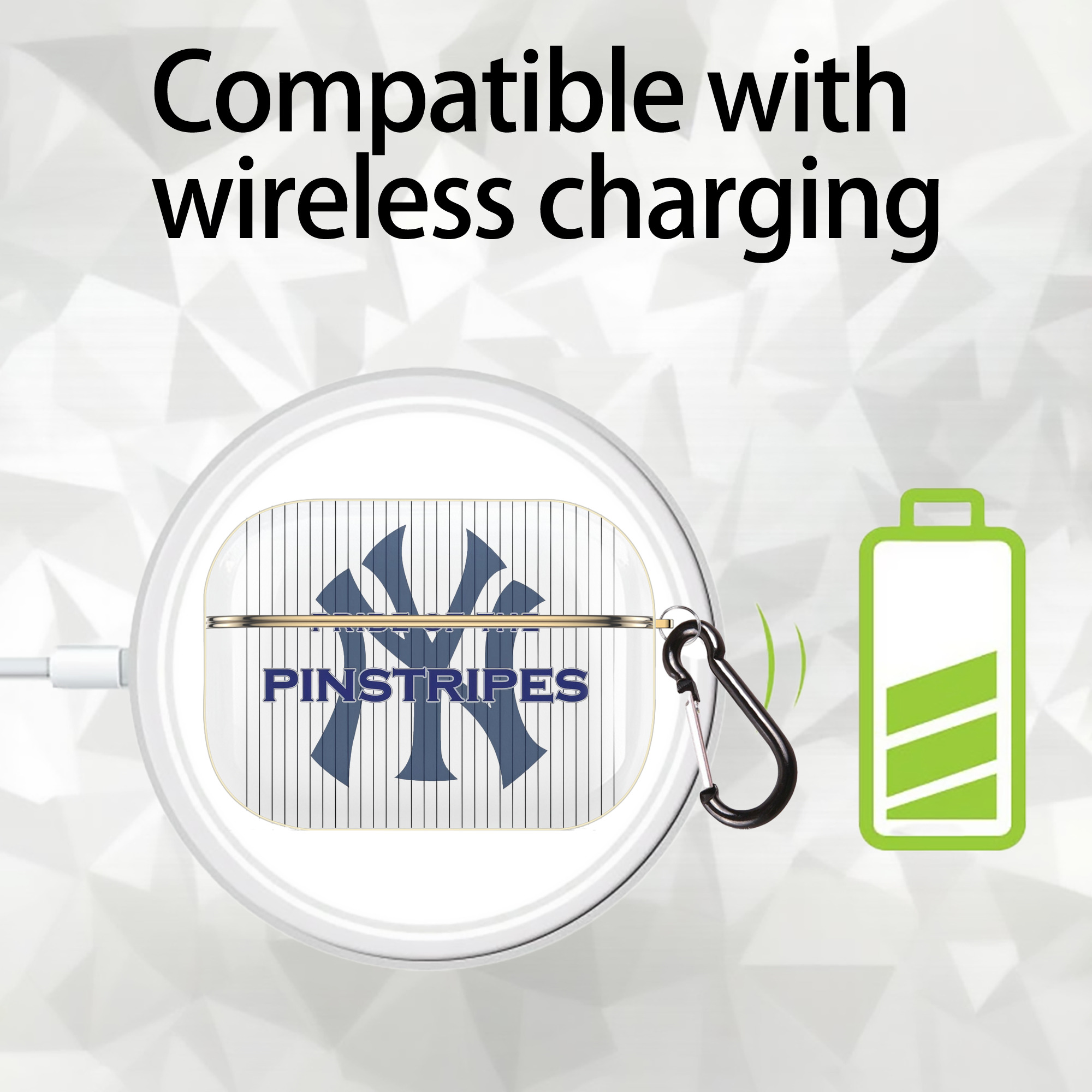 New York Yankees Pride of The Pinstripes Luxury Gold AirPods Pro Case With Keychain, Flexible PC Material, Full Protection, Precise Cutouts, Anti-Fingerprint, Washable, Durable Design