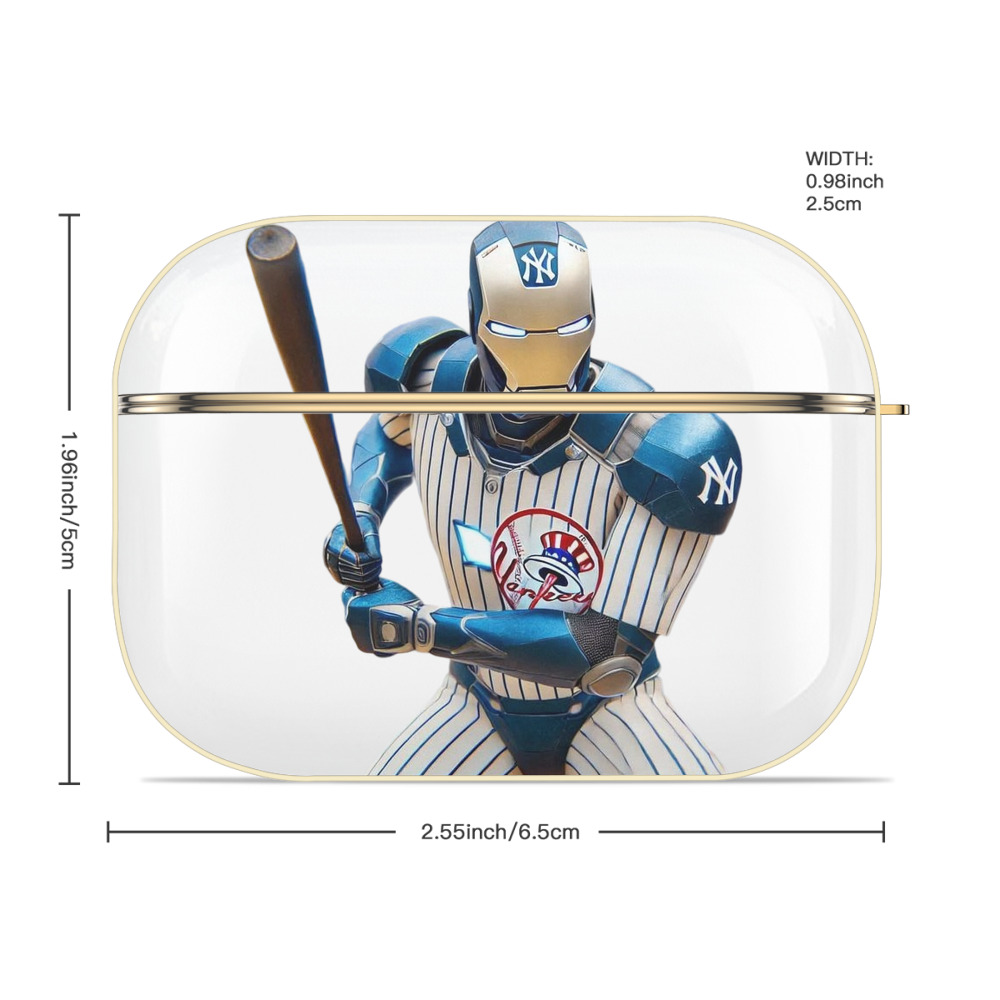 New York Yankees 283 Luxury Gold AirPods Pro Case With Keychain, Flexible PC Material, Full Protection, Precise Cutouts, Anti-Fingerprint, Washable, Durable Design