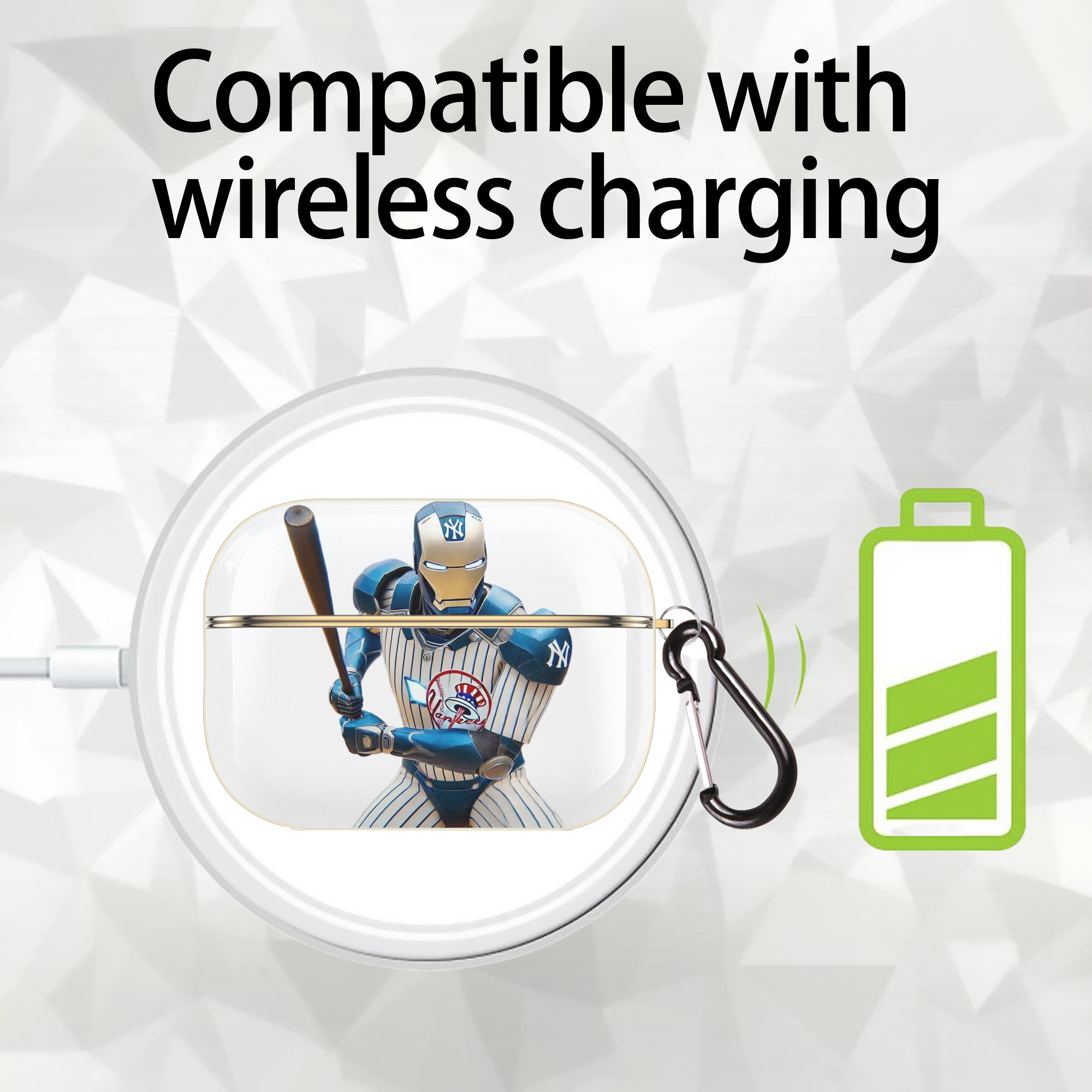 New York Yankees 283 Luxury Gold AirPods Pro Case With Keychain, Flexible PC Material, Full Protection, Precise Cutouts, Anti-Fingerprint, Washable, Durable Design