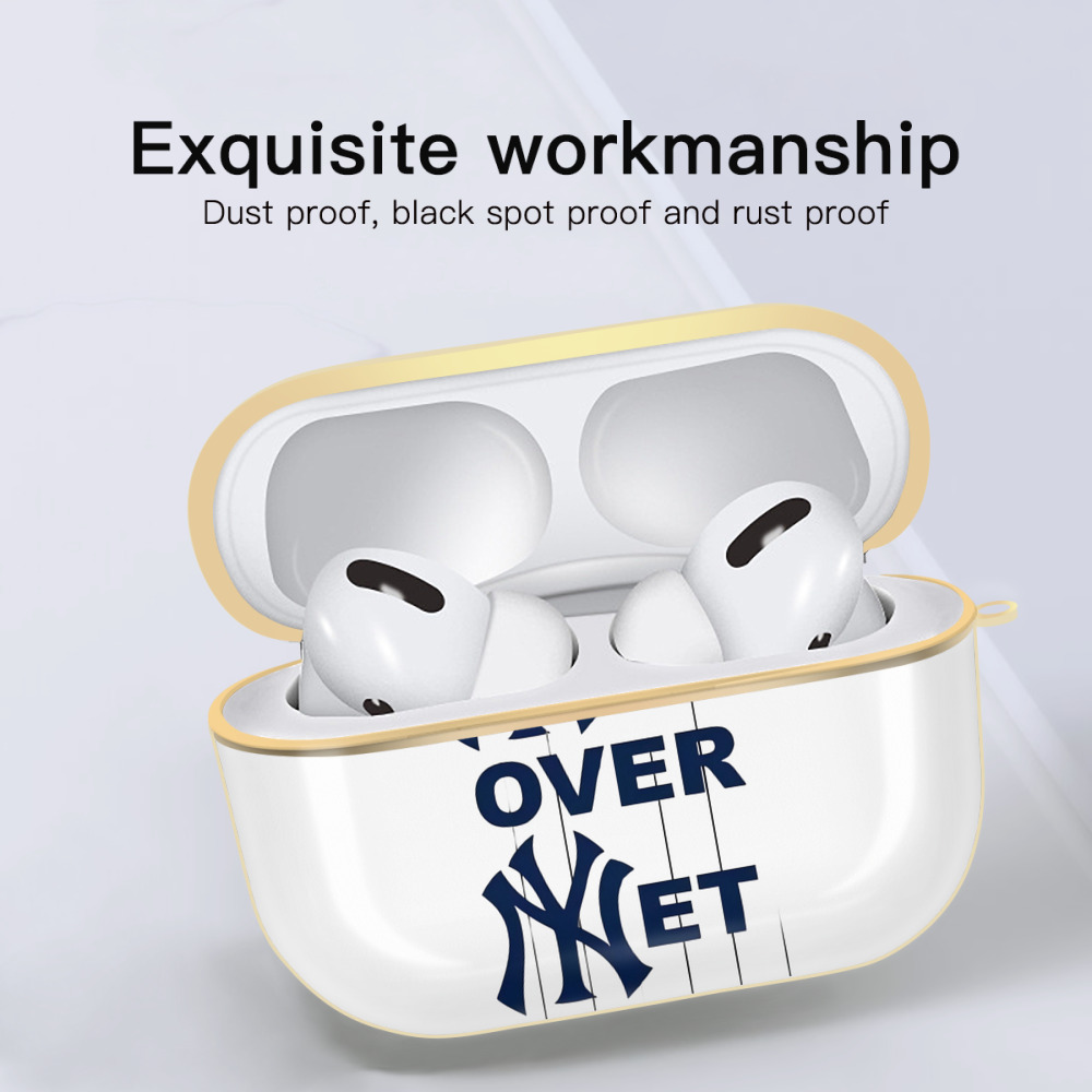 New York Yankees Not over Net Luxury Gold AirPods Pro Case With Keychain, Flexible PC Material, Full Protection, Precise Cutouts, Anti-Fingerprint, Washable, Durable Design