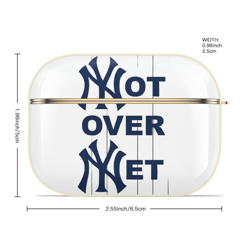 New York Yankees Not over Net Luxury Gold AirPods Pro Case With Keychain, Flexible PC Material, Full Protection, Precise Cutouts, Anti-Fingerprint, Washable, Durable Design