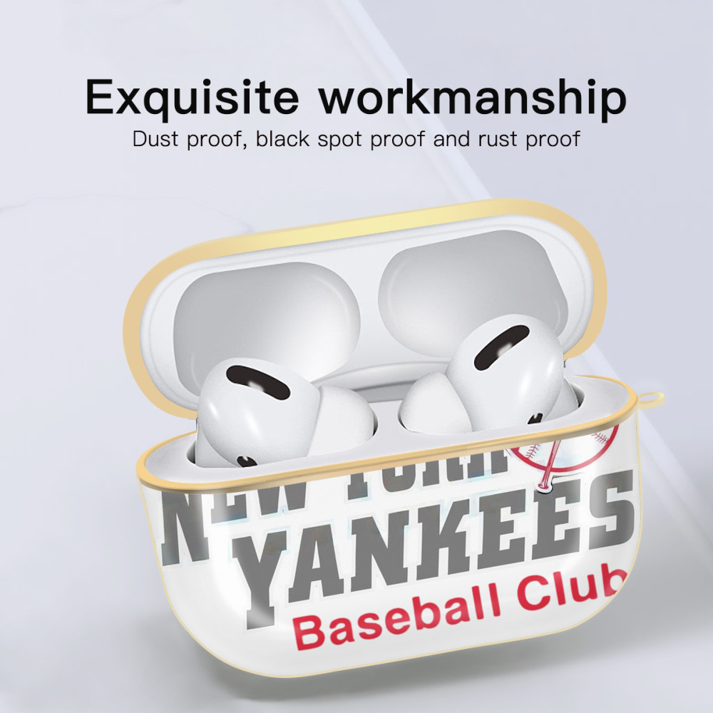 New York Yankees Baseball Club Luxury Gold AirPods Pro Case With Keychain, Flexible PC Material, Full Protection, Precise Cutouts, Anti-Fingerprint, Washable, Durable Design