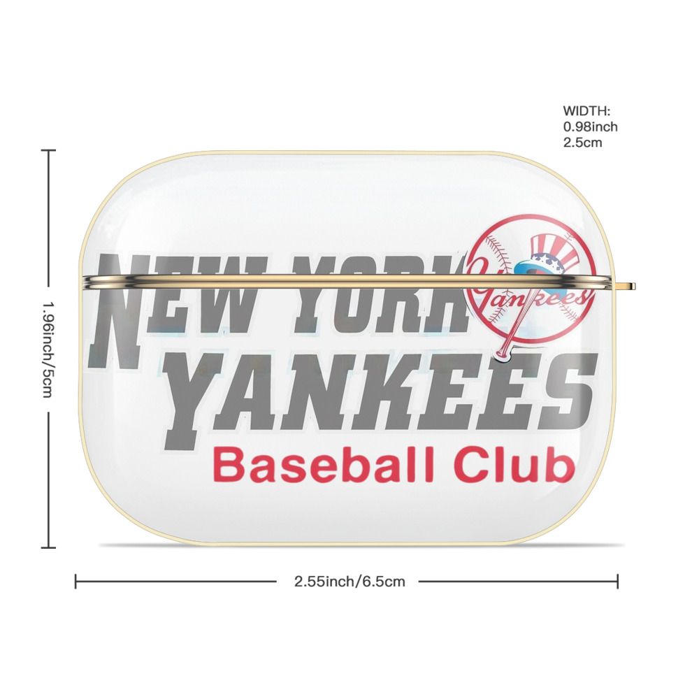 New York Yankees Baseball Club Luxury Gold AirPods Pro Case With Keychain, Flexible PC Material, Full Protection, Precise Cutouts, Anti-Fingerprint, Washable, Durable Design