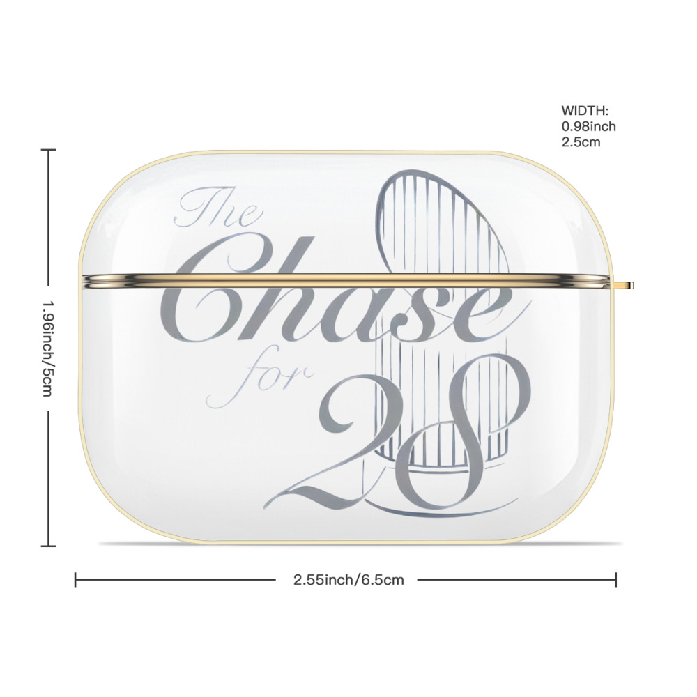 New York Yankees The Chase for 28 Luxury Gold AirPods Pro Case With Keychain, Flexible PC Material, Full Protection, Precise Cutouts, Anti-Fingerprint, Washable, Durable Design