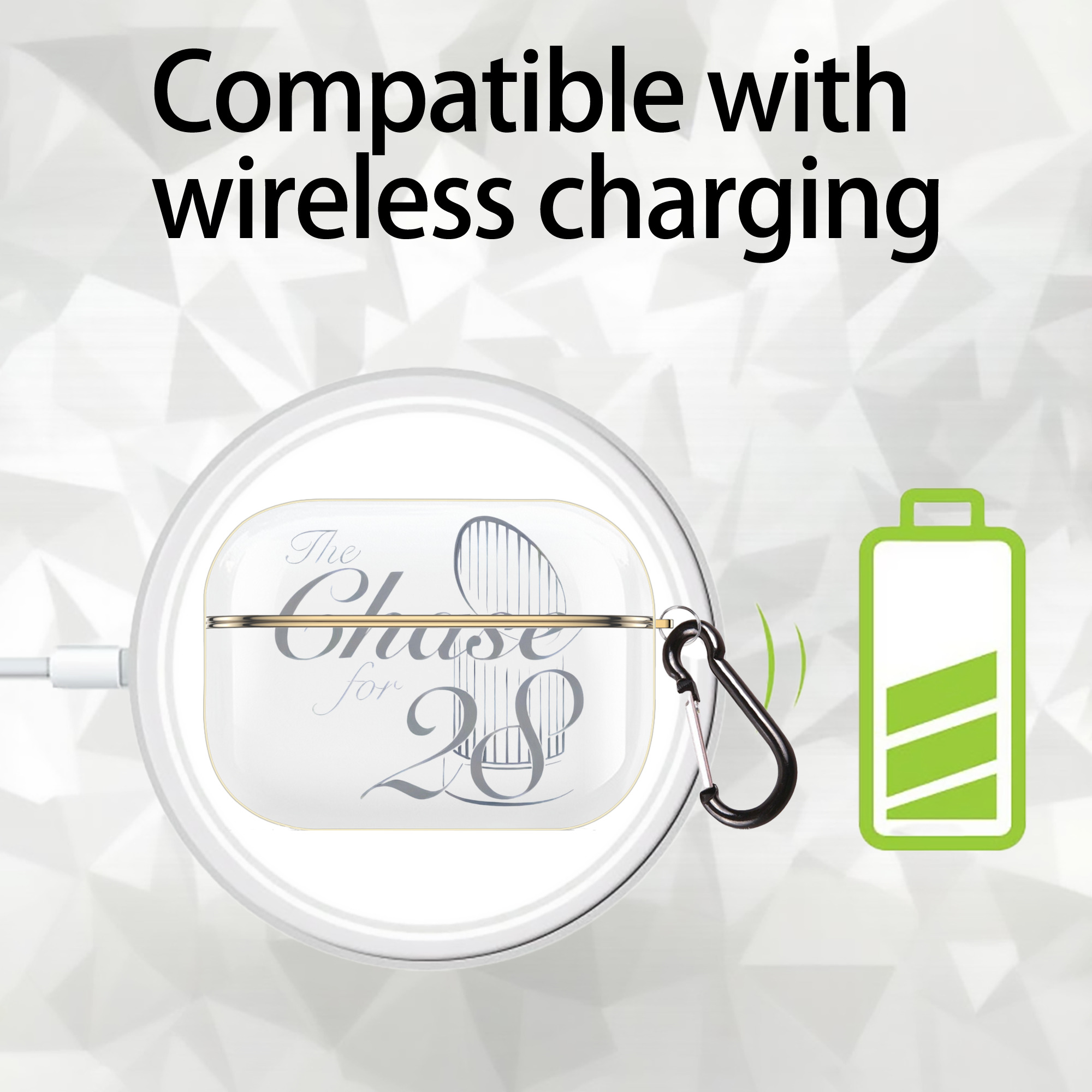 New York Yankees The Chase for 28 Luxury Gold AirPods Pro Case With Keychain, Flexible PC Material, Full Protection, Precise Cutouts, Anti-Fingerprint, Washable, Durable Design