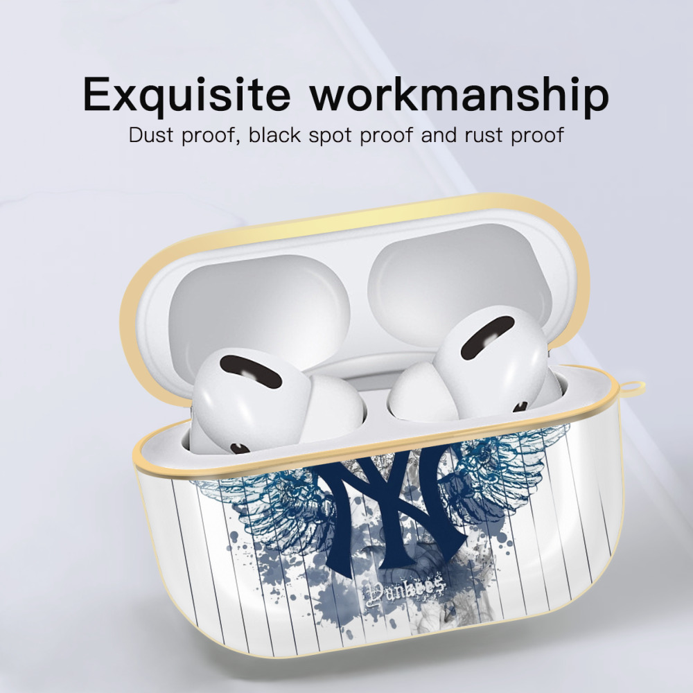 New York Yankees 293 Luxury Gold AirPods Pro Case With Keychain, Flexible PC Material, Full Protection, Precise Cutouts, Anti-Fingerprint, Washable, Durable Design