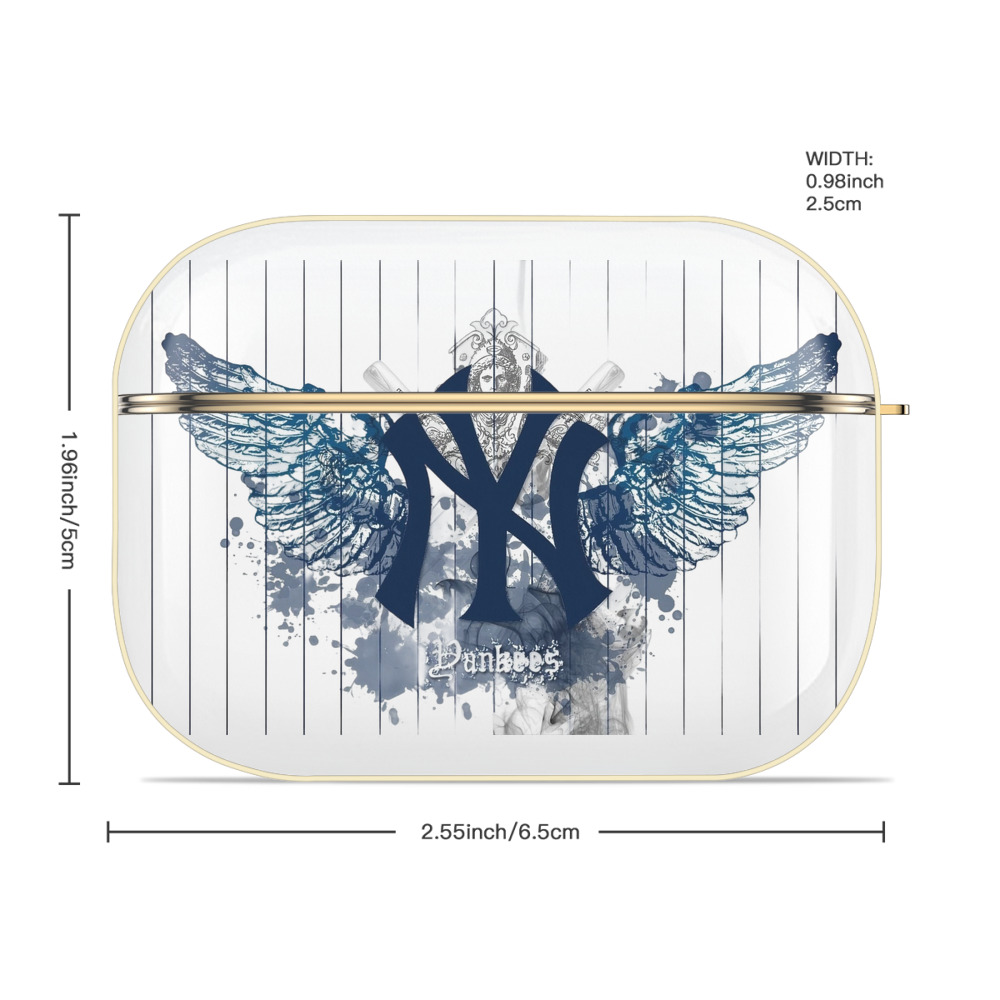 New York Yankees 293 Luxury Gold AirPods Pro Case With Keychain, Flexible PC Material, Full Protection, Precise Cutouts, Anti-Fingerprint, Washable, Durable Design