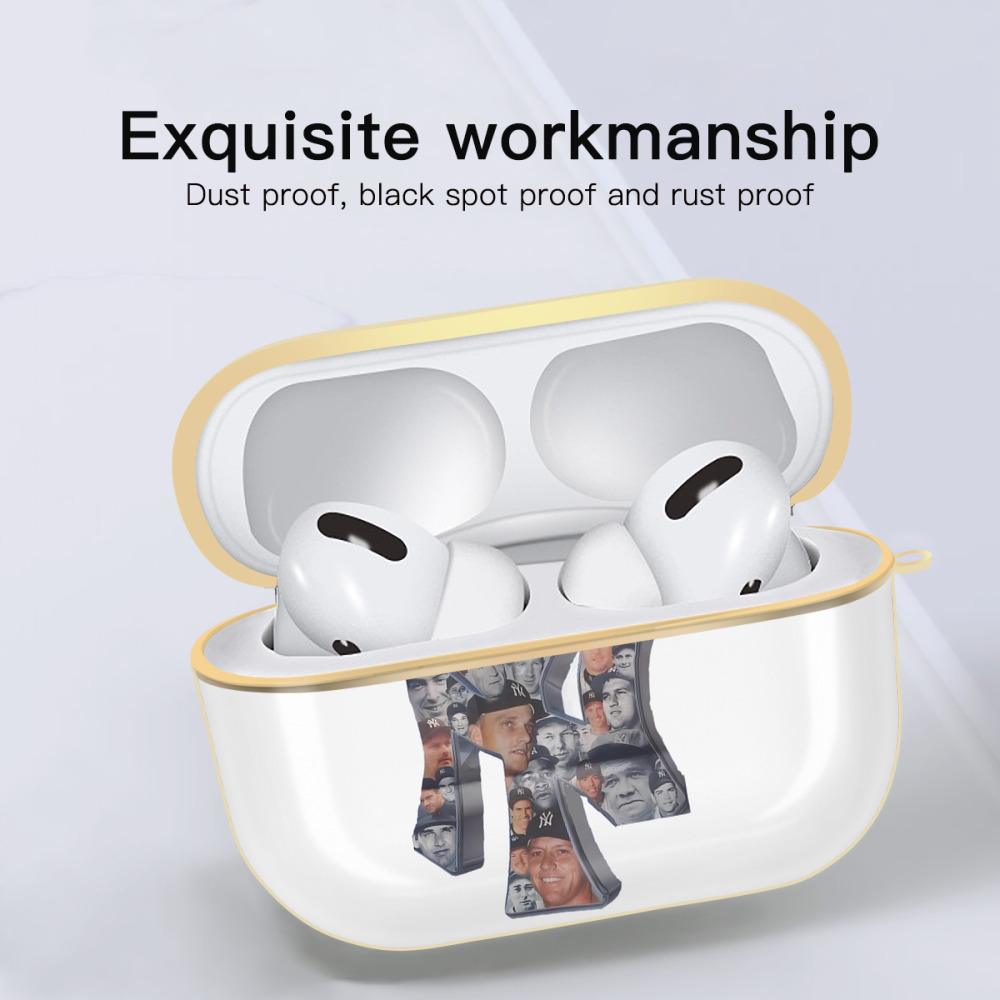 New York Yankees 279 Luxury Gold AirPods Pro Case With Keychain, Flexible PC Material, Full Protection, Precise Cutouts, Anti-Fingerprint, Washable, Durable Design