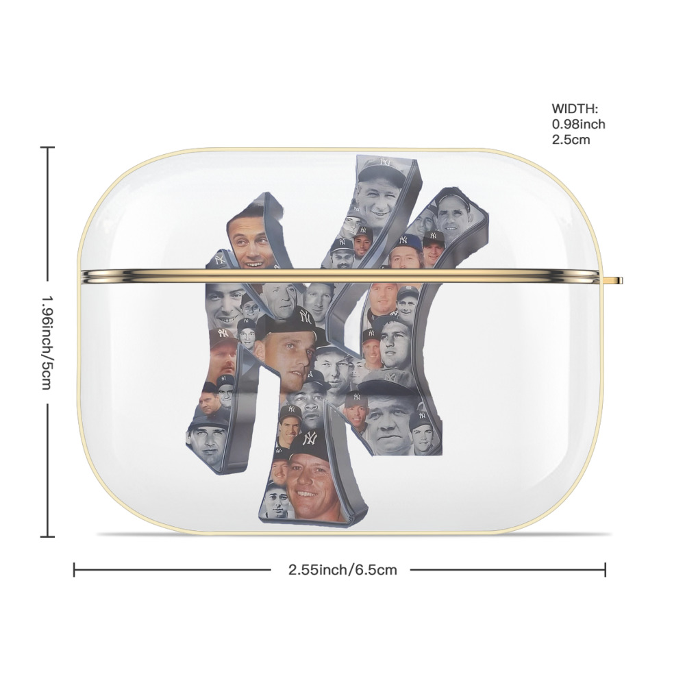 New York Yankees 279 Luxury Gold AirPods Pro Case With Keychain, Flexible PC Material, Full Protection, Precise Cutouts, Anti-Fingerprint, Washable, Durable Design