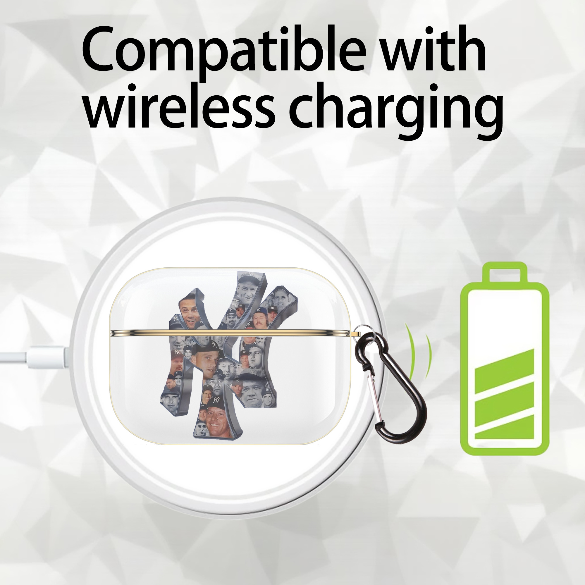 New York Yankees 279 Luxury Gold AirPods Pro Case With Keychain, Flexible PC Material, Full Protection, Precise Cutouts, Anti-Fingerprint, Washable, Durable Design