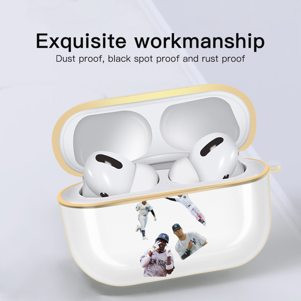 New York Yankees 284 Luxury Gold AirPods Pro Case With Keychain, Flexible PC Material, Full Protection, Precise Cutouts, Anti-Fingerprint, Washable, Durable Design