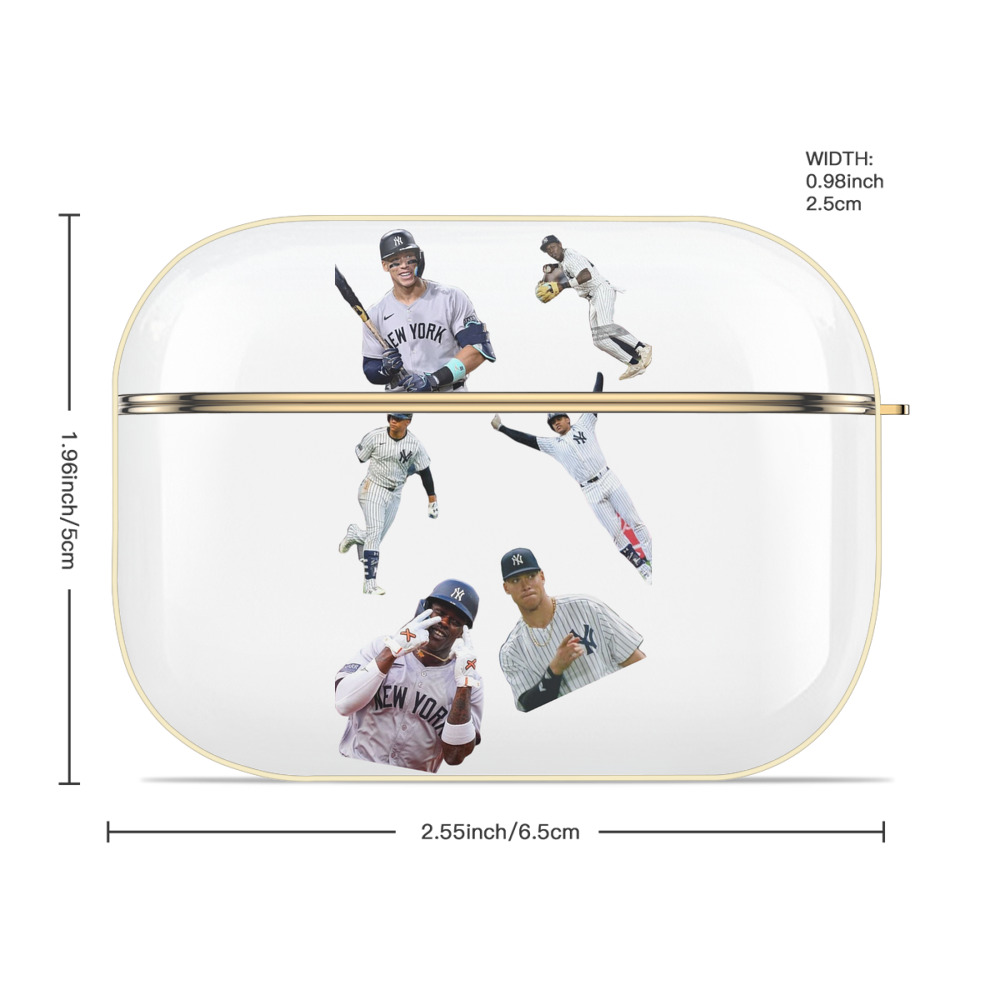 New York Yankees 284 Luxury Gold AirPods Pro Case With Keychain, Flexible PC Material, Full Protection, Precise Cutouts, Anti-Fingerprint, Washable, Durable Design