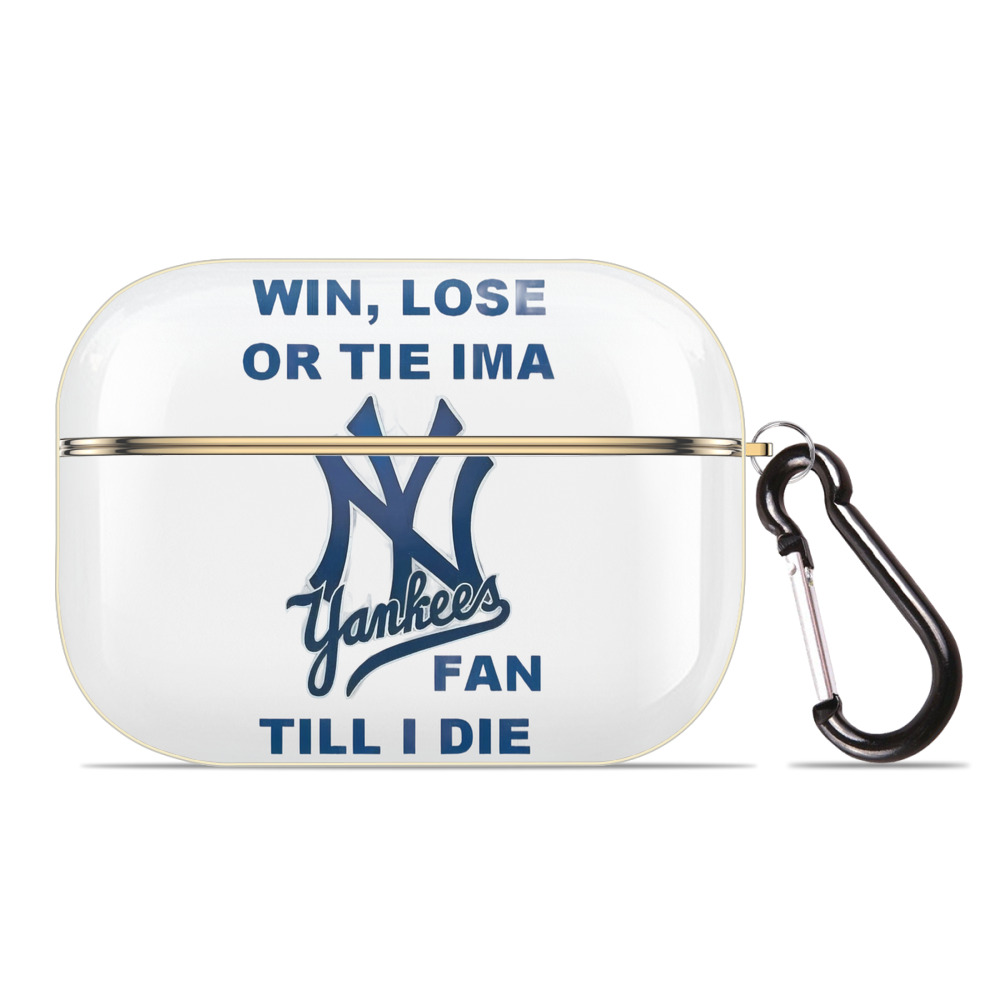 New York Yankees Win,Lose or Tie IMA Fan Till I Die Luxury Gold AirPods Pro Case With Keychain, Flexible PC Material, Full Protection, Precise Cutouts, Anti-Fingerprint, Washable, Durable Design