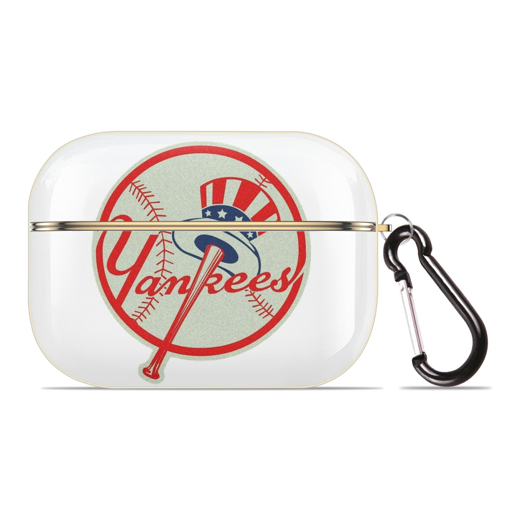 New York Yankees Logo Luxury Gold AirPods Pro Case With Keychain, Flexible PC Material, Full Protection, Precise Cutouts, Anti-Fingerprint, Washable, Durable Design