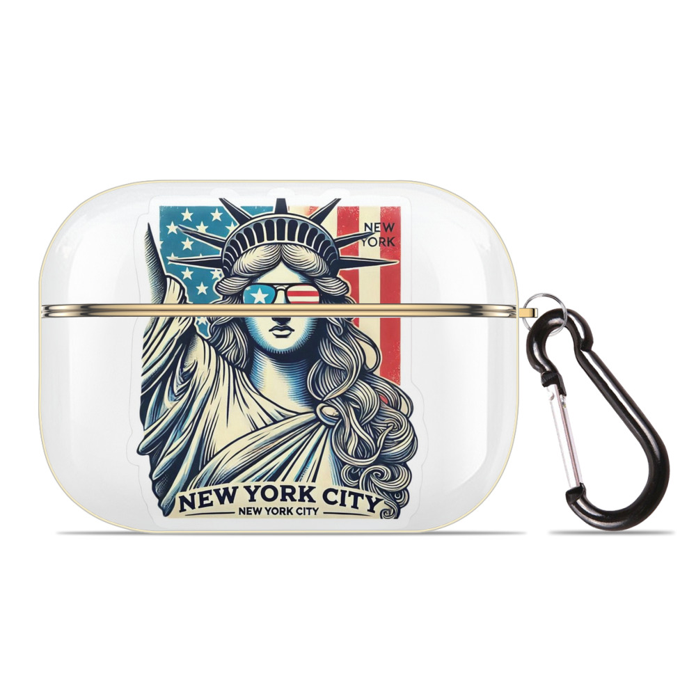 New York Yankees Liberty Luxury Gold AirPods Pro Case With Keychain, Flexible PC Material, Full Protection, Precise Cutouts, Anti-Fingerprint, Washable, Durable Design