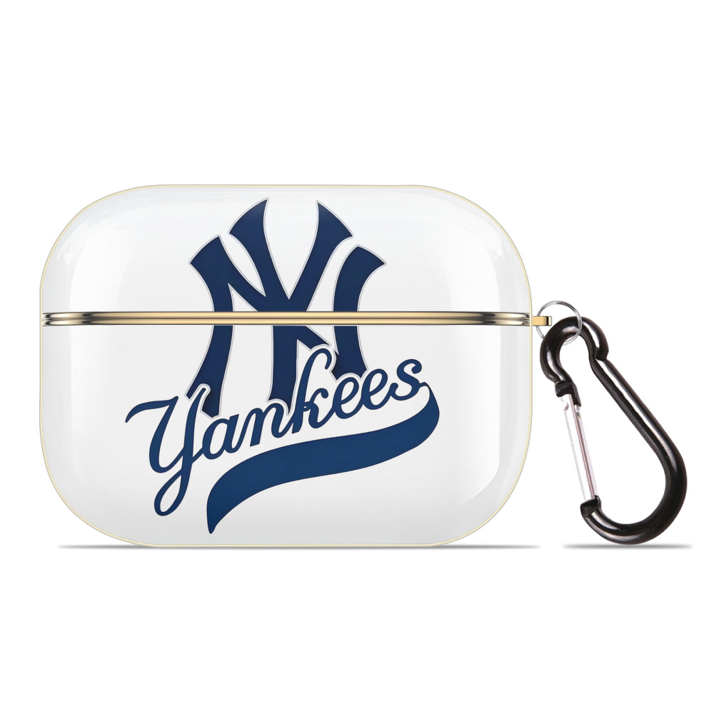 New York Yankees Logo Luxury Gold AirPods Pro Case With Keychain, Flexible PC Material, Full Protection, Precise Cutouts, Anti-Fingerprint, Washable, Durable Design